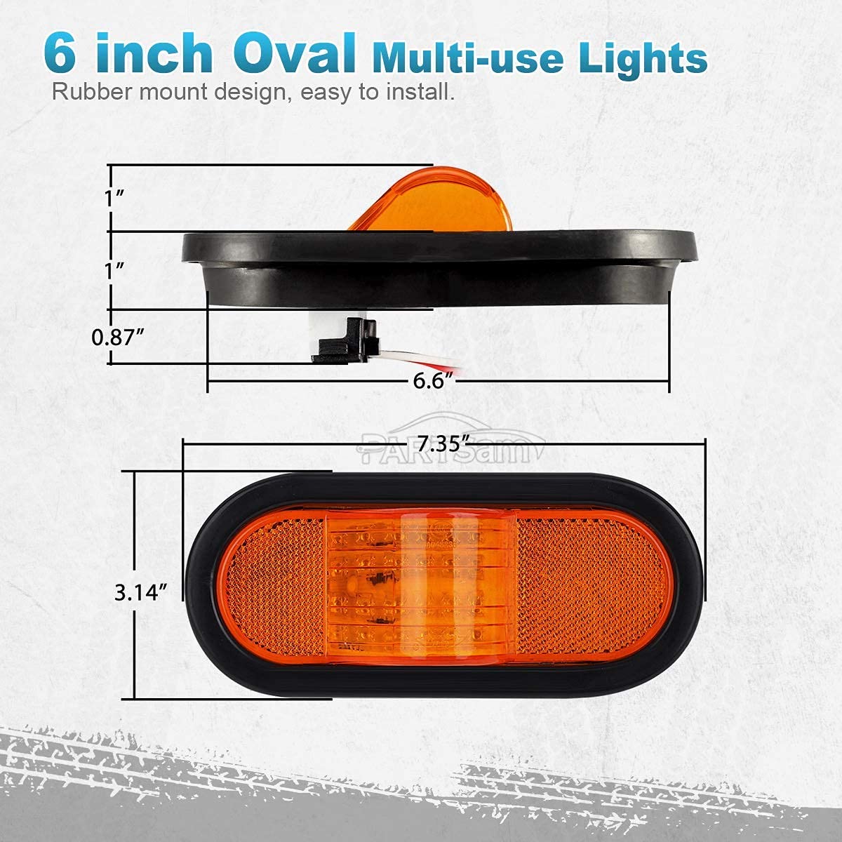 Partsam LED Truck Trailer Lights Kit - Square Amber/Red Double Face Pedestal Stud Mount Stop Turn Signal Tail Lights with 24 LED Mid-Turn Signal & Reflective Marker Lights - Heavy Duty Waterproof for Semi Trailers, RVs, and Commercial Vehicles