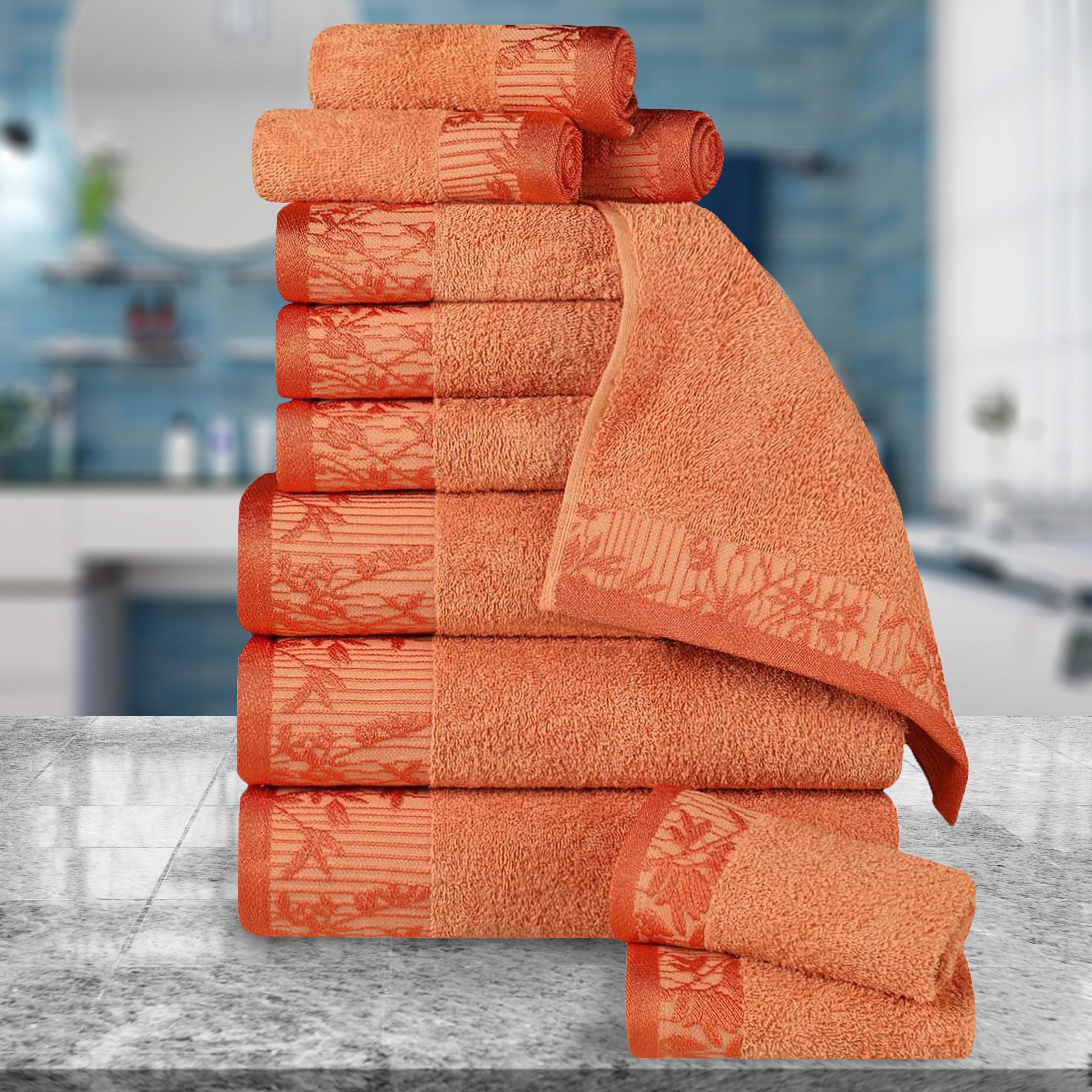 Wisteria Cotton Floral Embroidered Jacquard 12-Piece Luxury Bath Towel Set | Soft & Absorbent | Perfect for Bathroom, Spa & Guest Room Decor