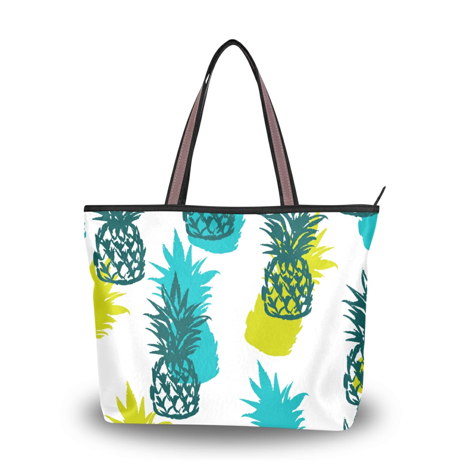 Handmade Pineapple Tote Bag for Women - Eco-Friendly Canvas Shoulder Bag & Beach Tote - Perfect for Travel, Shopping, and Summer Outings