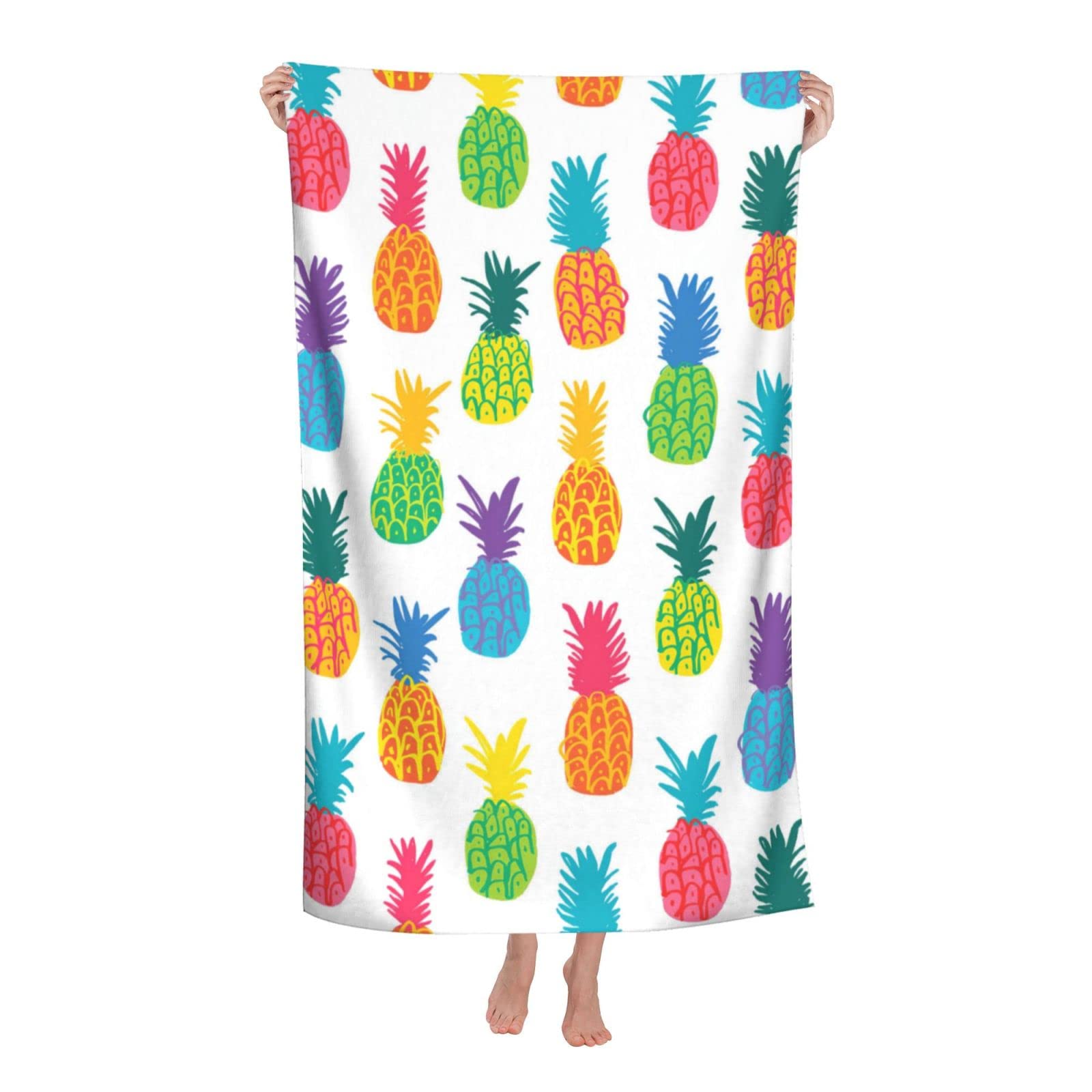 Colorful Pineapple Oversized Beach Towel - Quick Dry, Super Soft & Absorbent Bath Towel for Adults, Men & Women - Perfect for Pool, Beach, Yoga & Picnics