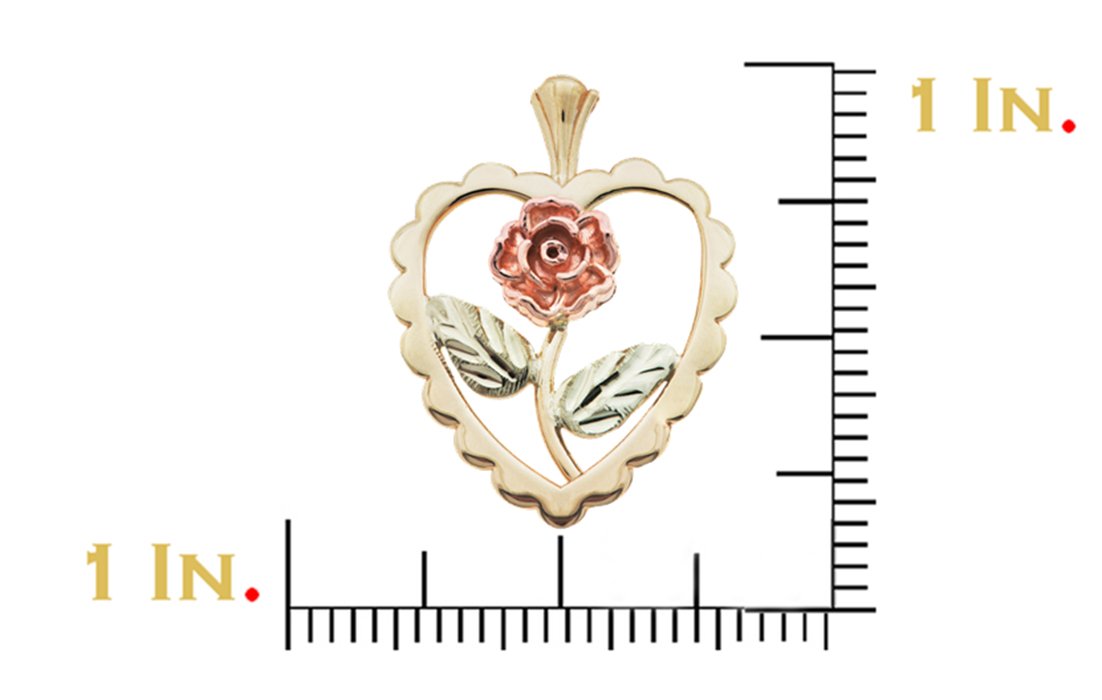 10k & 12k Gold Open Heart Rose Pendant Necklace - Yellow Gold, Green Gold & Rose Black Hills Gold Options for Women - Perfect for Valentine's Day, Anniversary & Romantic Gifts