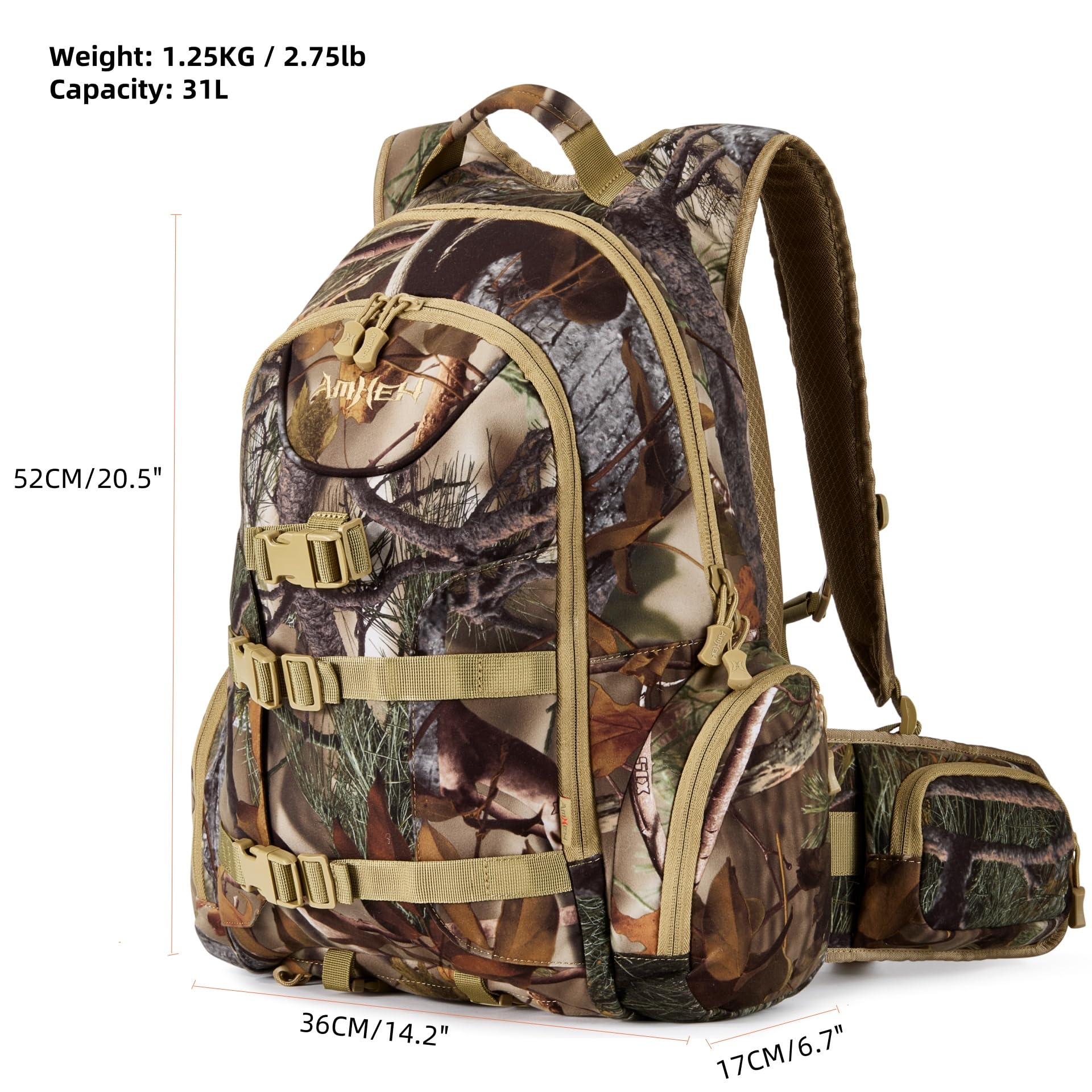 Best Hunting Backpack for Bow & Crossbow - 31L Water Resistant Daypack with Rifle Holder for Men & Women | Perfect for Outdoor Adventures, Camping & Hunting Trips
