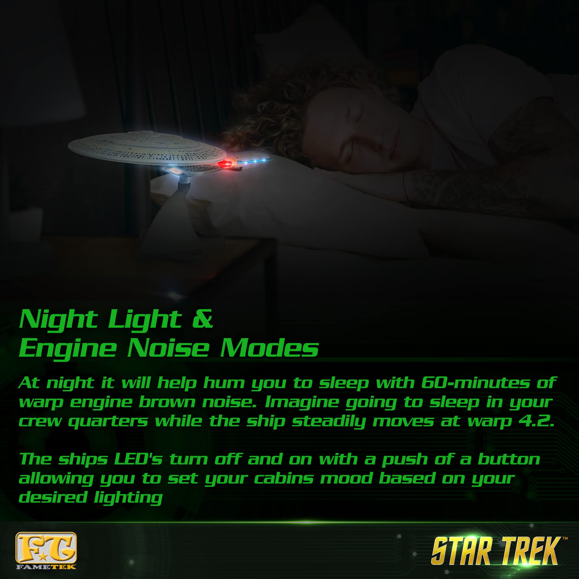 Star Trek U.S.S. Enterprise 1701-D Bluetooth Speaker with Engine Sounds, Night Light & Sound Effects | Replica Collectible for Trekkies | Perfect Gift for Sci-Fi Fans, Home Office Decor & Star Trek Memorabilia Collection