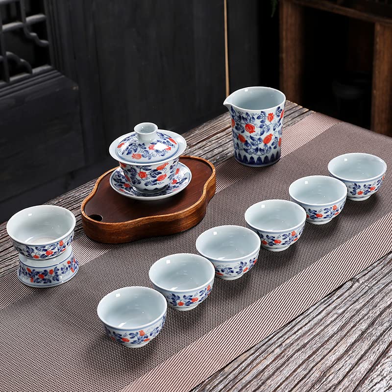 Premium Chinese Ceramic Tea Set for Men - Vintage White Teapot with Cups - Elegant Tea Drinking Experience for Home, Office & Gifting