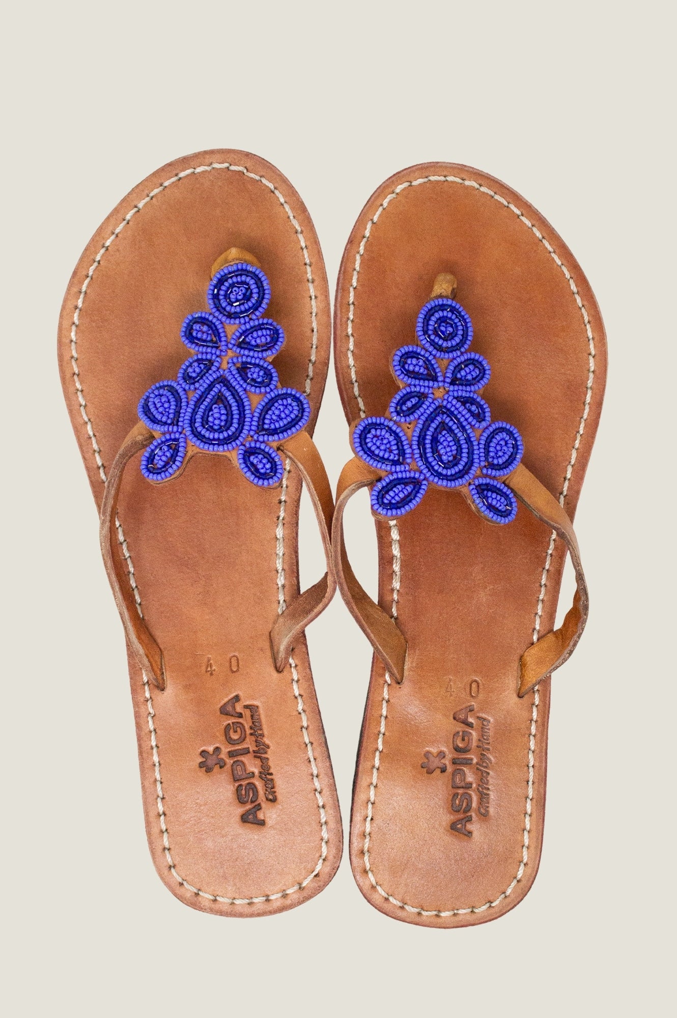 Mia Full Beaded Sandals for Women - Navy/Cobalt Blue Bohemian Beach Wedding Shoes | Perfect for Summer Vacations, Bridal Showers & Outdoor Parties