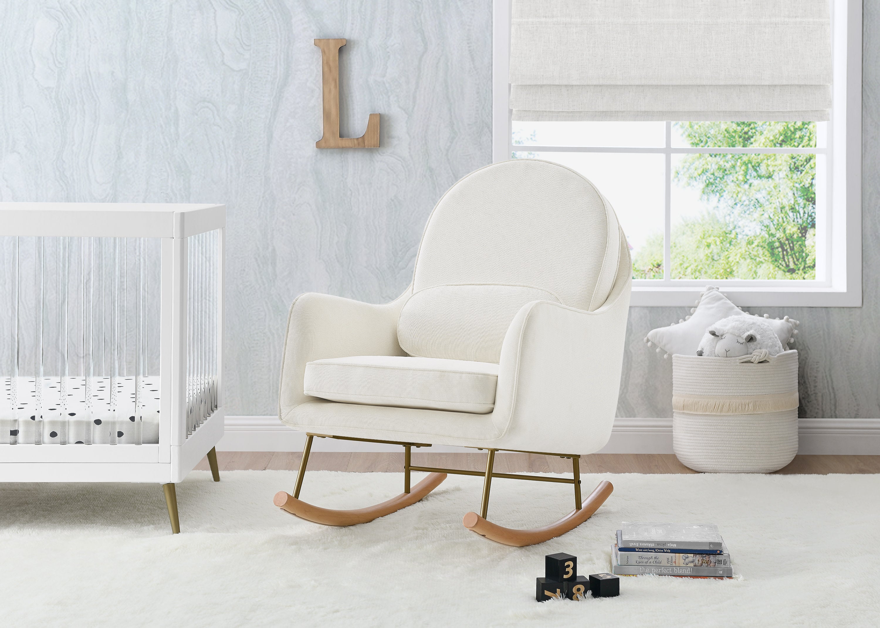 LiveSmart Evolve Fabric Ella Rocker - Comfortable & Stylish Rocking Chair for Living Room, Nursery, or Office Relaxation