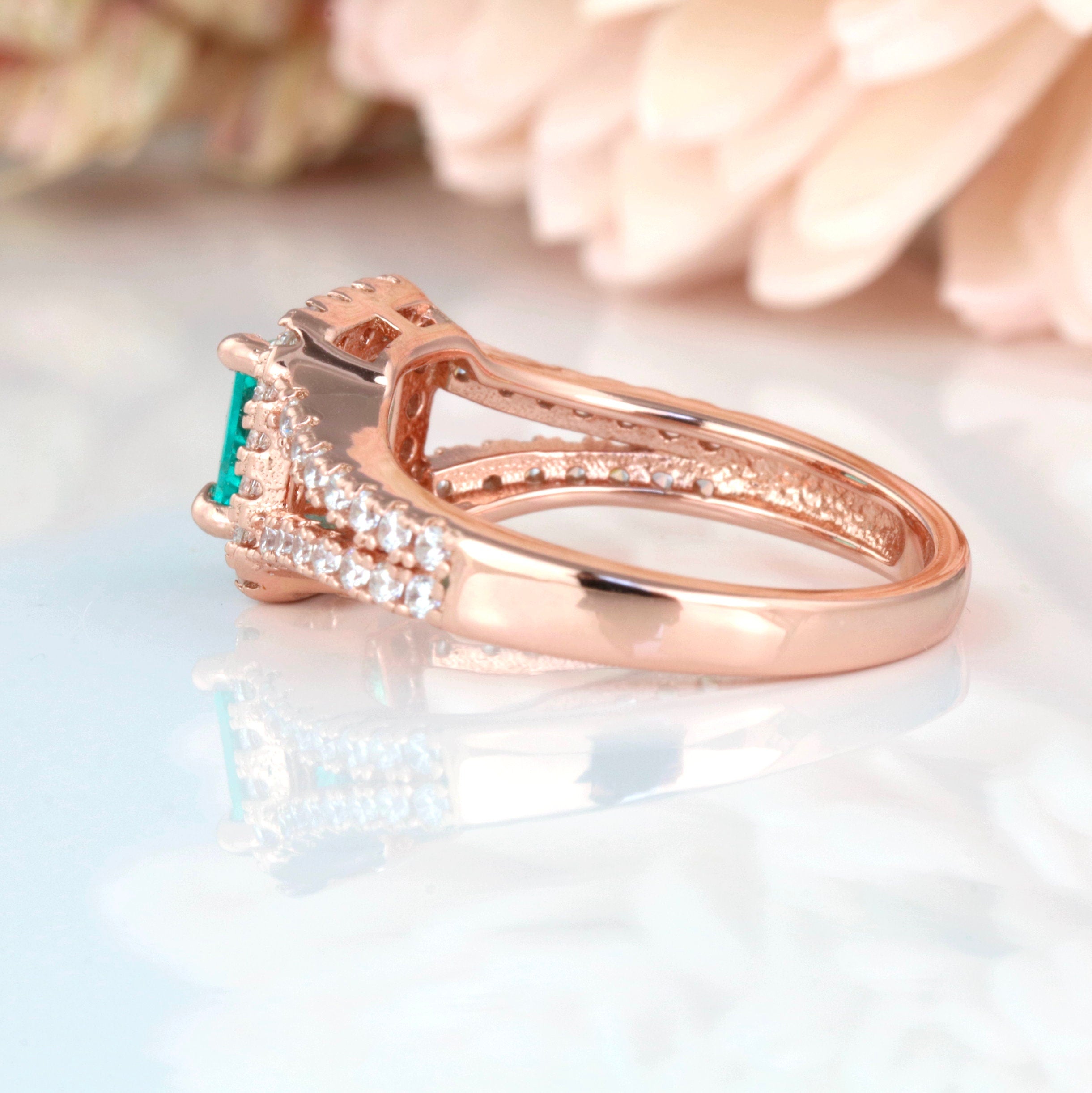 Exquisite 14K Rose Gold Vermeil Split Shank Paraiba Tourmaline Ring | Elegant Jewelry for Weddings, Anniversaries & Special Occasions