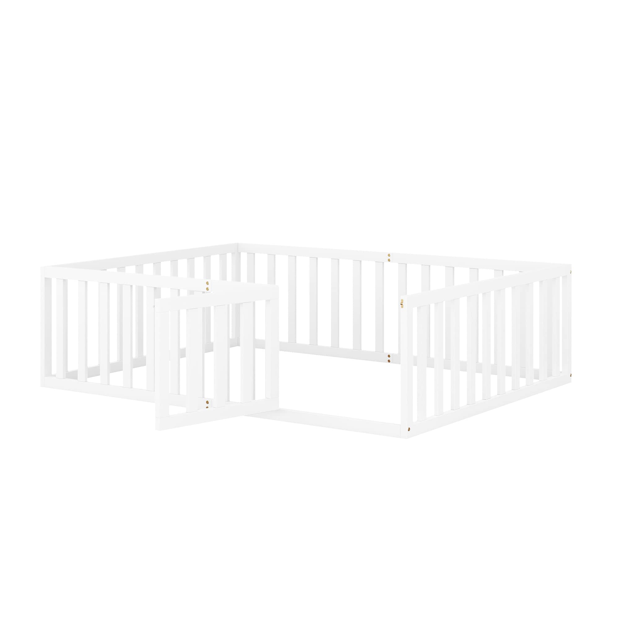 SOFTSEA Full Size Toddler Floor Bed with Safety Rails - Low Profile Kids Bed Frame for Toddlers & Children - Sturdy Platform Bed for Safe Sleeping - Perfect for Montessori Bedrooms & Small Spaces