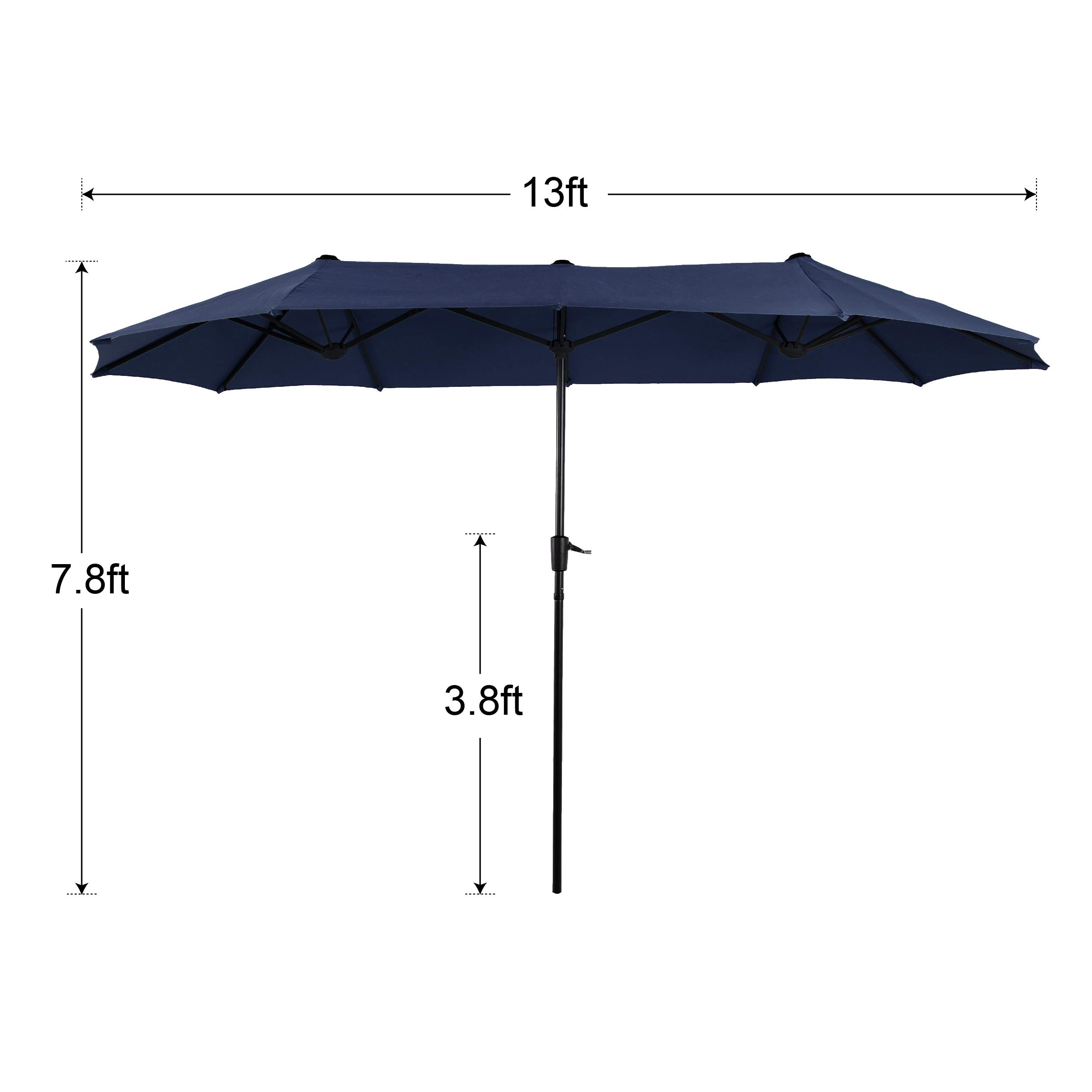 PHI VILLA 4-Piece Outdoor Patio Dining Set with Large Navy Blue Umbrella - Weather-Resistant Folding Chairs & Table for Backyard, Garden, Poolside or Deck - Perfect for BBQs, Family Gatherings & Outdoor Entertaining