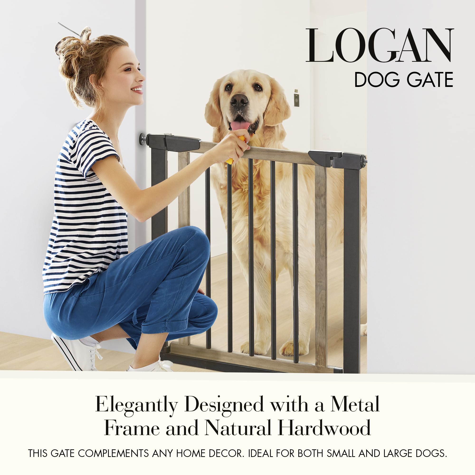 NMN Designs Logan Wooden Dog Gate - Expandable 29.5