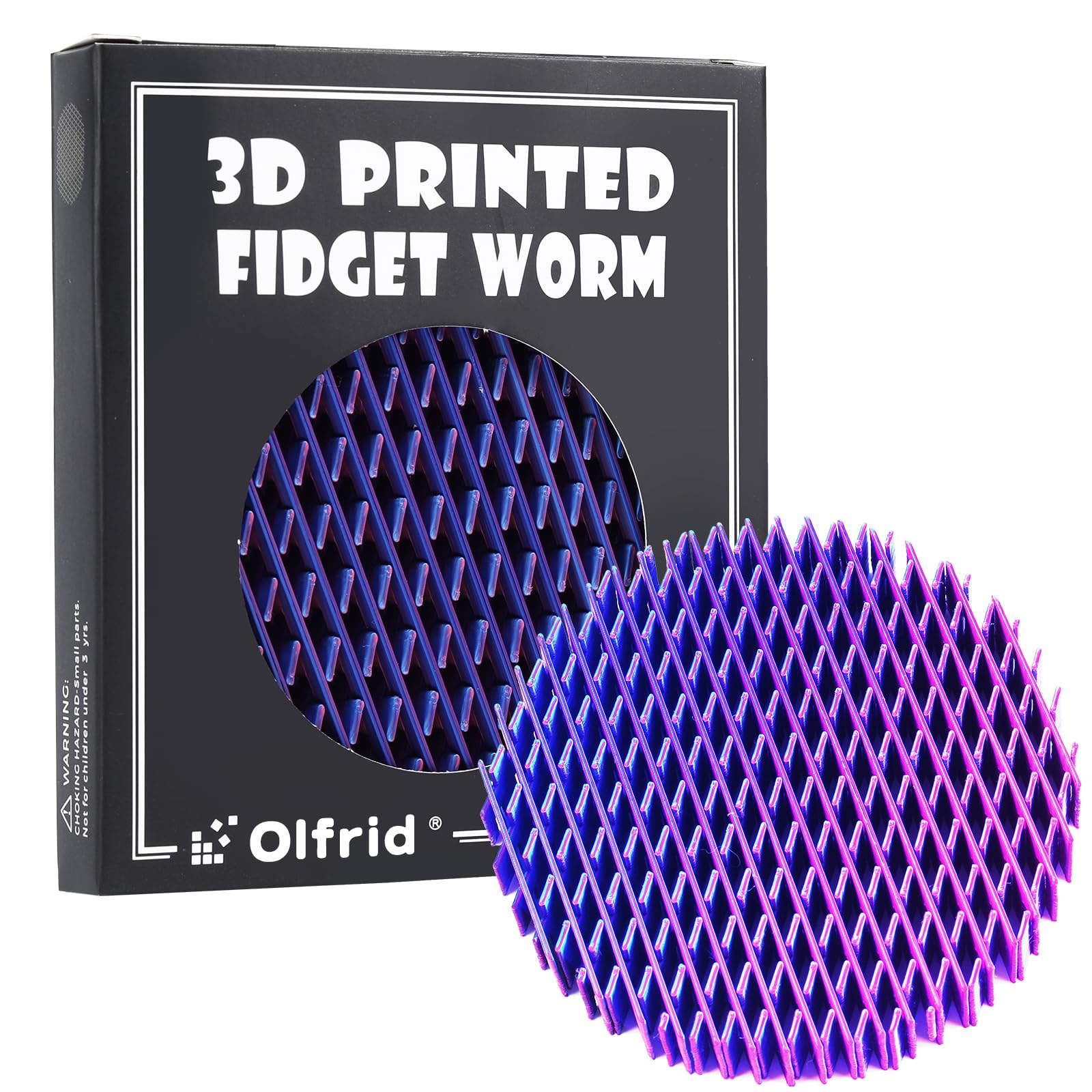 3D Printed Fidget Worm Toy for Adults & Kids - Stretchy Elastic Mesh Stress Relief Toy for Anxiety, ADHD & Focus - Silent Squeeze Desk Fidget (Red Blue Gradient) - Perfect for Office, Classroom & Travel Use