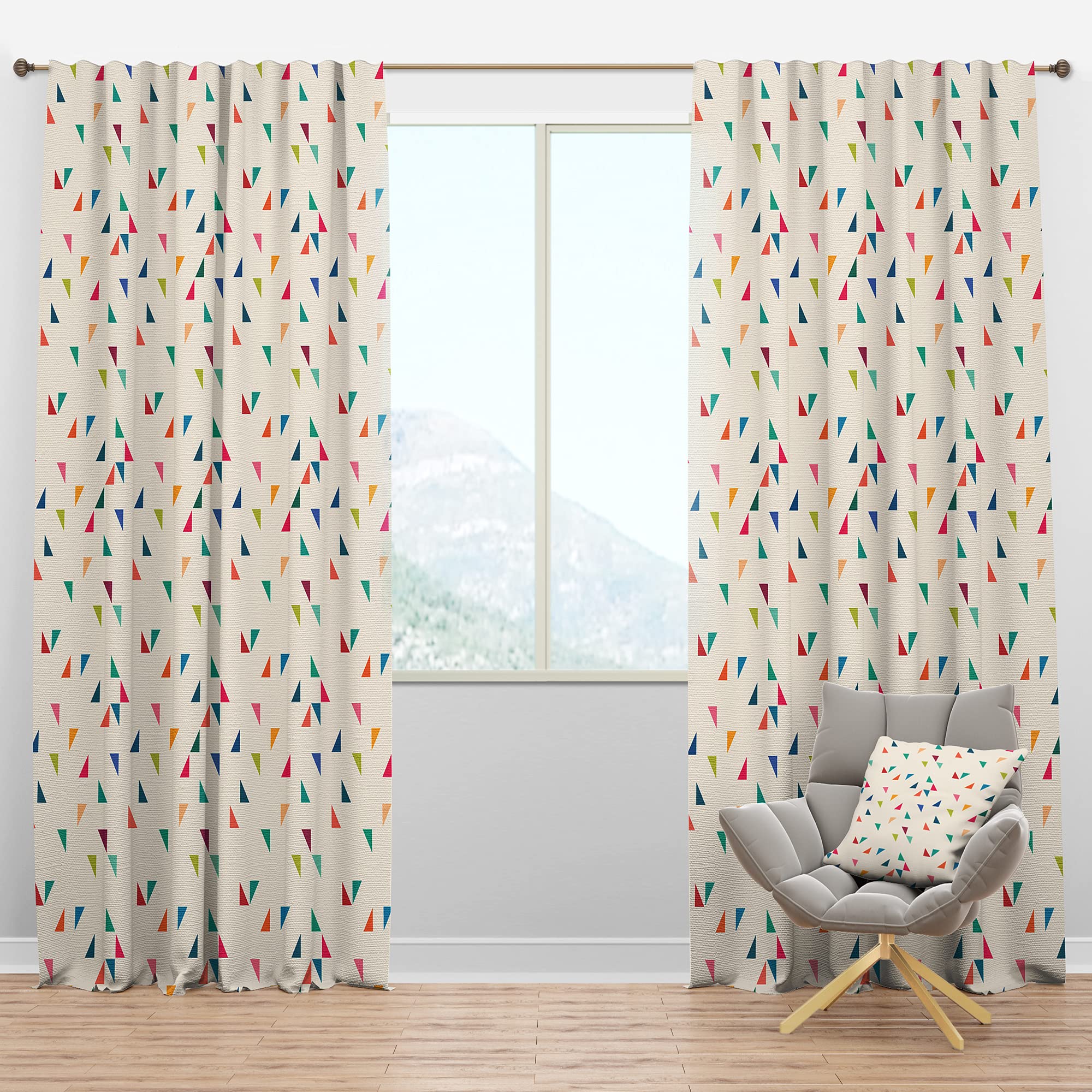 Blackout Curtains with Abstract Triangular Retro Pattern - Thermal Insulated Bedroom & Living Room Drapes (52x120, Single Panel) for Better Sleep & Energy Efficiency