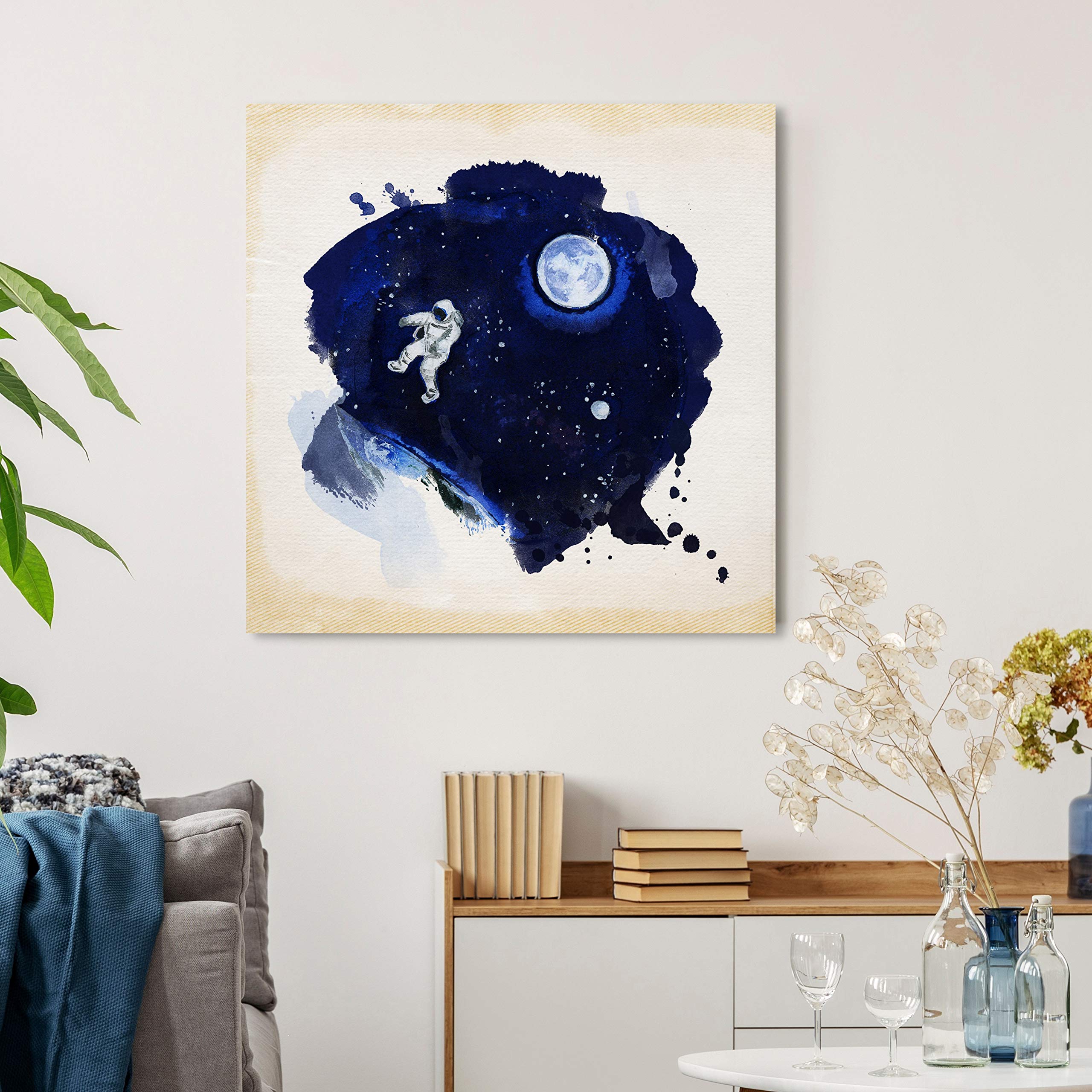 Oliver Gal Artist Co. 'Take Me Outterspace' Space Wall Art Canvas Print - 24x24 Inch Blue & White Home Decor - Perfect for Living Room, Bedroom & Office Spaces