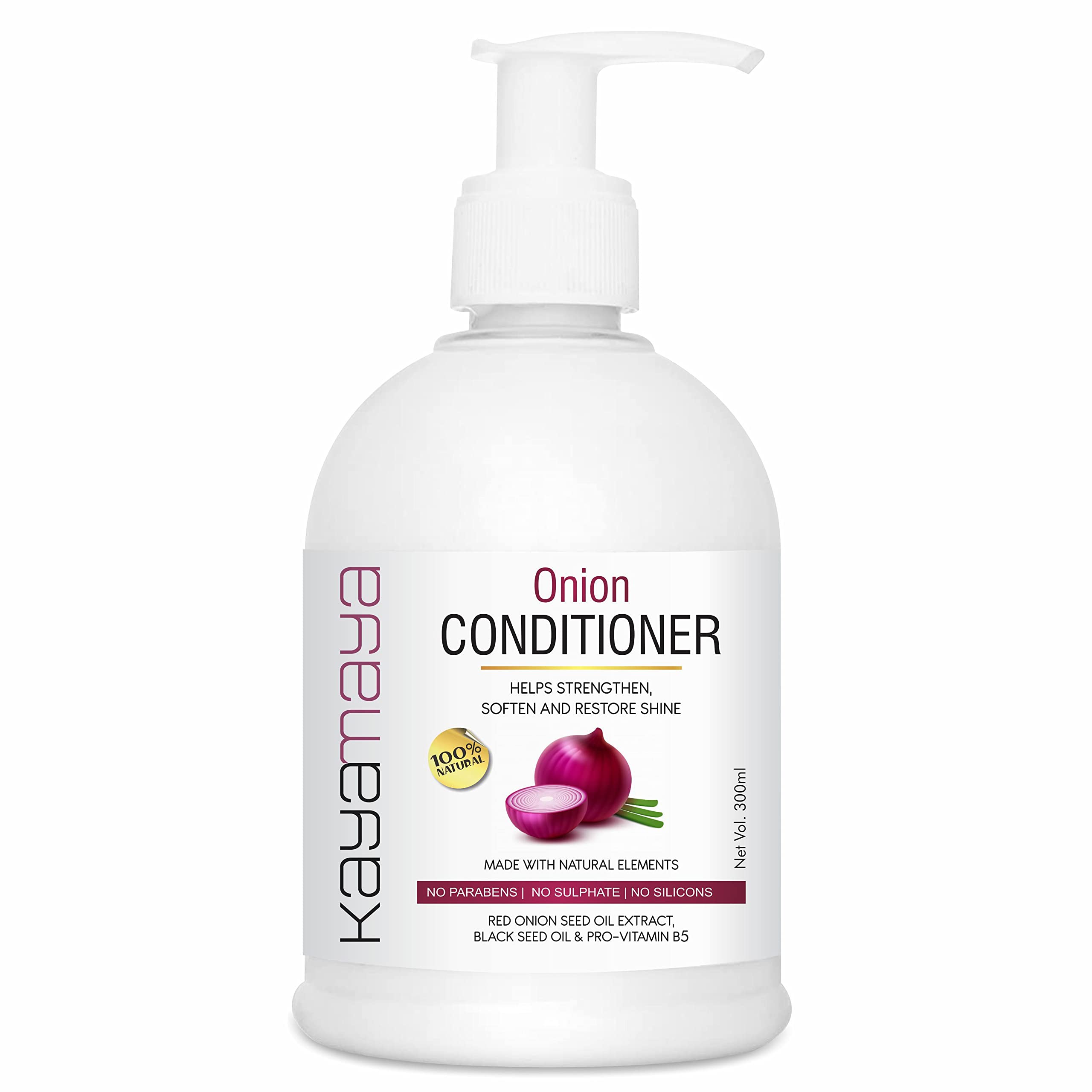 Kayamaya Red Onion Hair Conditioner for Hair Growth - Paraben & Sulfate Free, 300ml - Fights Hair Loss & Promotes Healthy Scalp - Ideal for Damaged, Dry & Frizzy Hair Care Routine