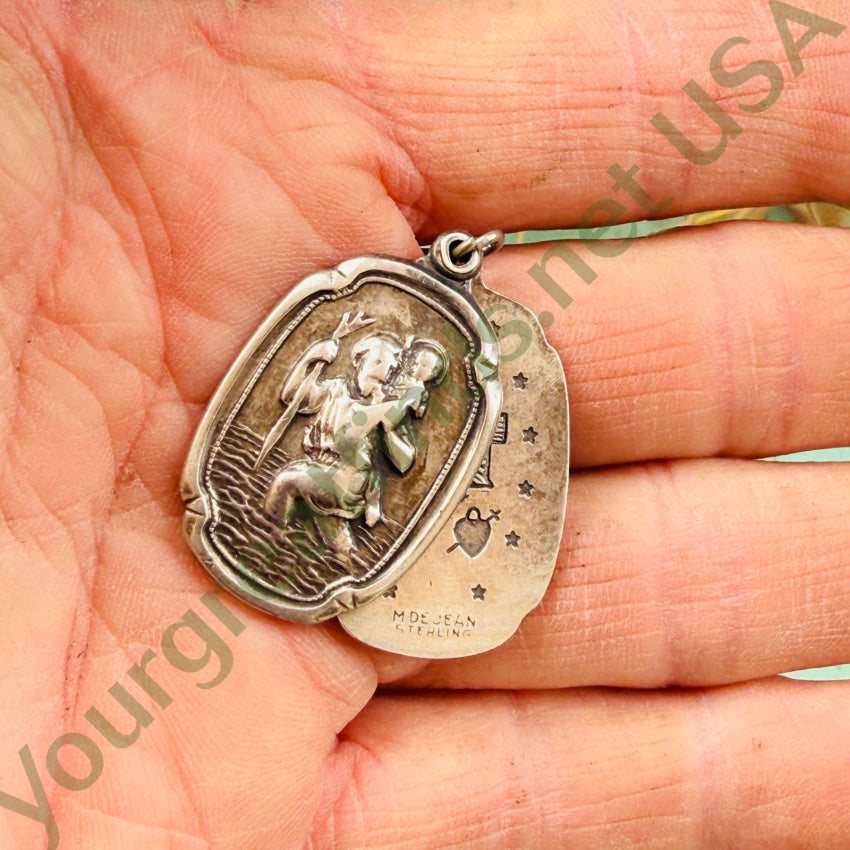 Vintage 925 Sterling Silver St. Christopher and Sacred Mother Pendant Necklace - Religious Jewelry for Travel Protection & Spiritual Blessing - Perfect for Gifts, Baptism, and Daily Wear