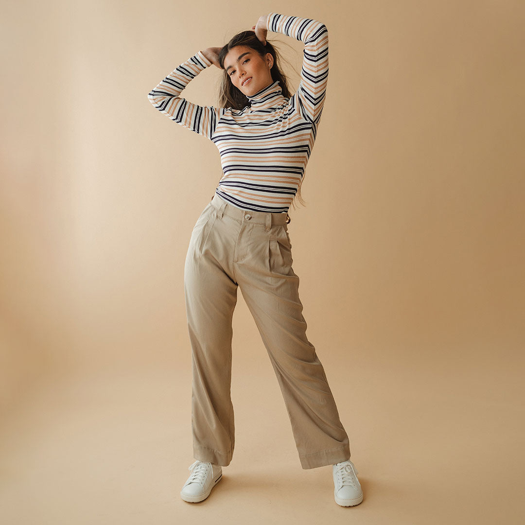 Stylish Brown Cotton Pleated Trousers for Women - Comfortable Office Pants & Casual Wear - Perfect for Work, Business Meetings & Everyday Outfits
