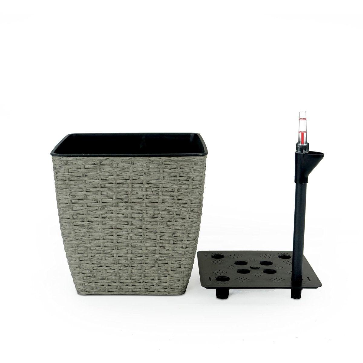 DTY Signature 2-Pack Self-Watering Planters - Handwoven Wicker Square Plant Pots for Indoor/Outdoor Decor - Perfect for Home, Office, and Garden Use