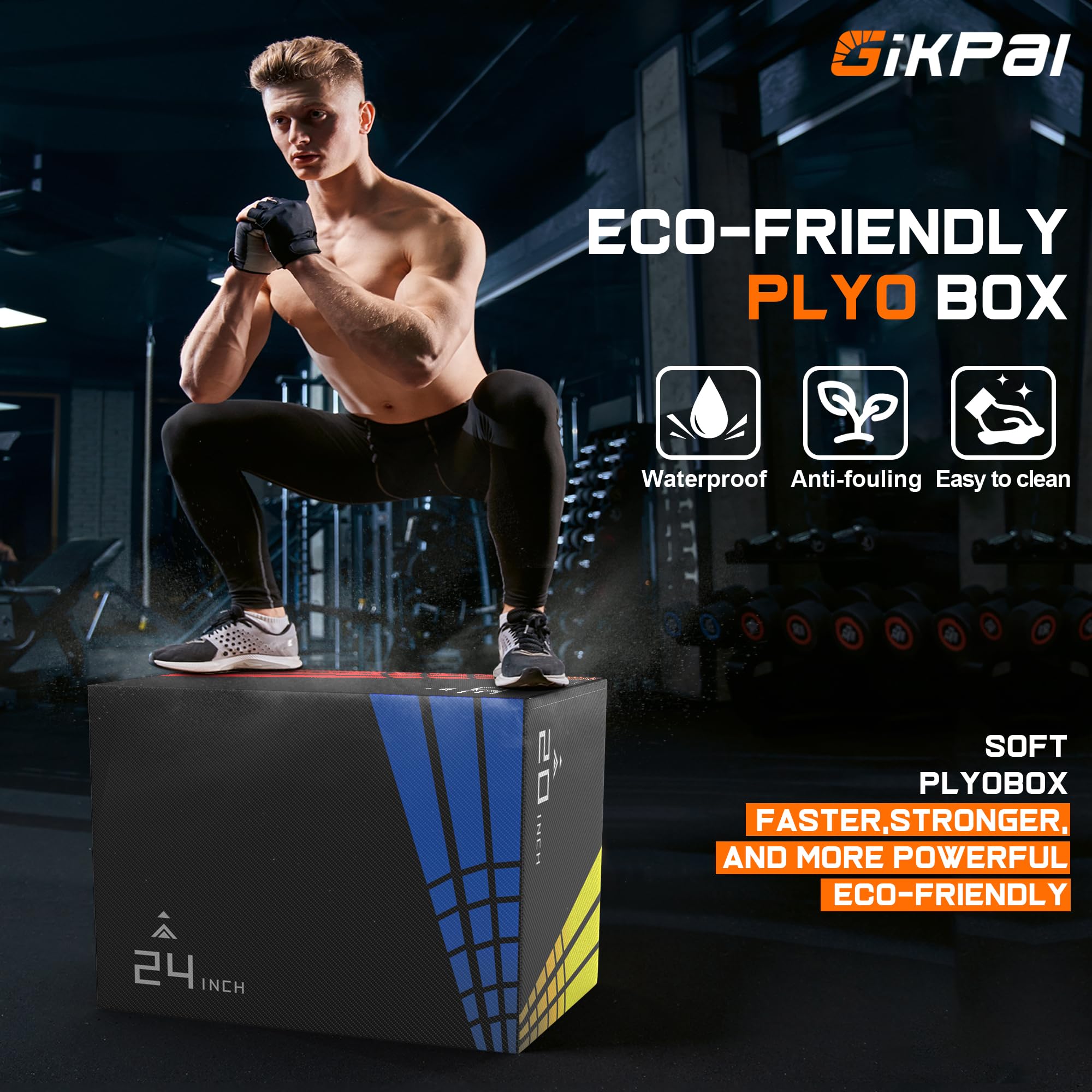 GIKPAL 3-in-1 Plyo Box - Heavy Duty Foam Core with Non-Slip Surface, 440lb Weight Capacity - Perfect for CrossFit, Home Gym & Plyometric Training - Ideal for Box Jumps, Step-Ups & Strength Exercises