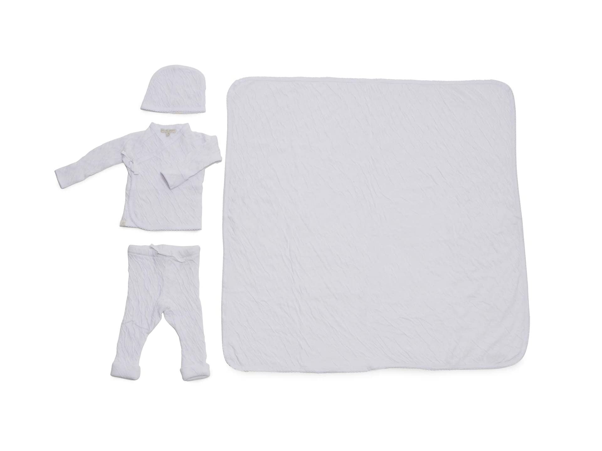 Barefoot Dreams Baby 4-Piece Gift Set - 100% Cotton Swaddle Blanket, Hat, Long Sleeve Onesie & Pants for Newborns | Soft Infant Clothing Bundle for Shower Gifts, Hospital Going Home Outfit & Photo Shoots