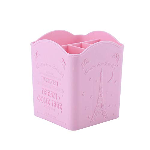 Pink Plastic Nail Art Tool Organizer - Makeup Brush Storage Box with Partition Design for Manicure Tools, Cosmetics & Stationery | Perfect for Salon, Home & Travel Use