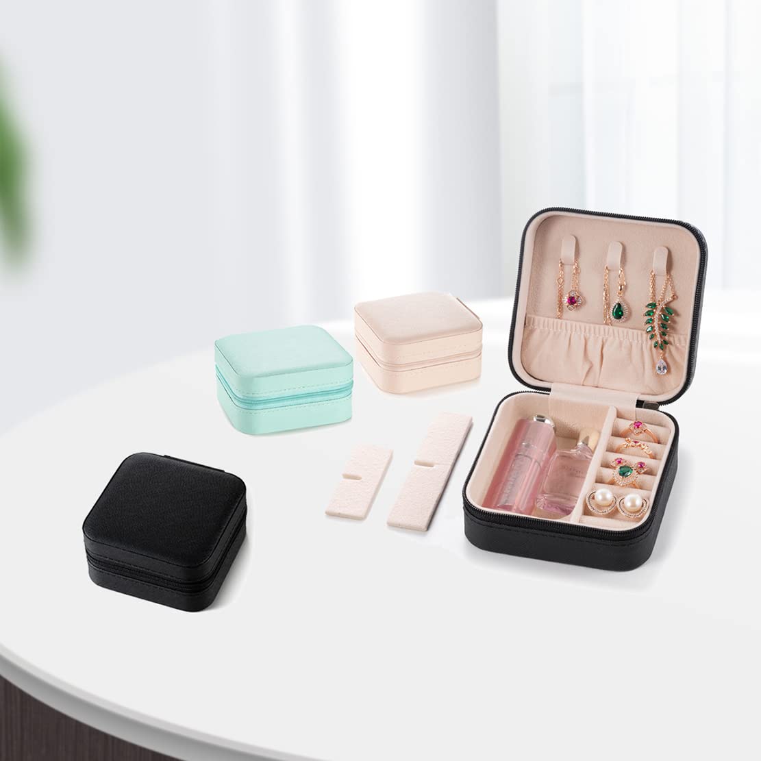 Mini Jewelry Travel Case - Small Jewelry Organizer Box for Rings, Earrings, Necklaces & Bracelets | Portable PU Leather Jewelry Storage Holder | Perfect Travel Accessory & Gift for Women & Girls (Pink) | Great for Vacation, Business Trips & Daily Organization