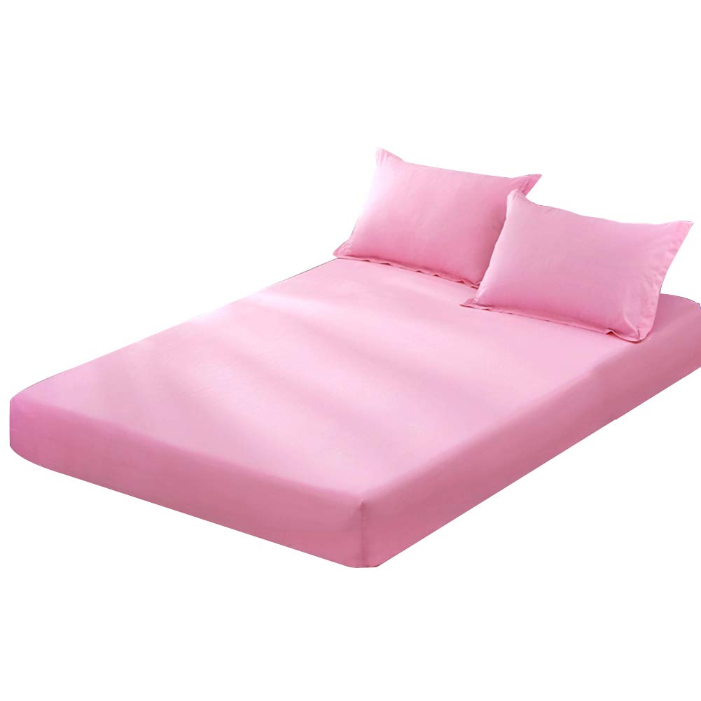 Cotton Mattress Protector - Dustproof, Breathable, Non-Slip - Full Size (Pink) for Bedroom Comfort