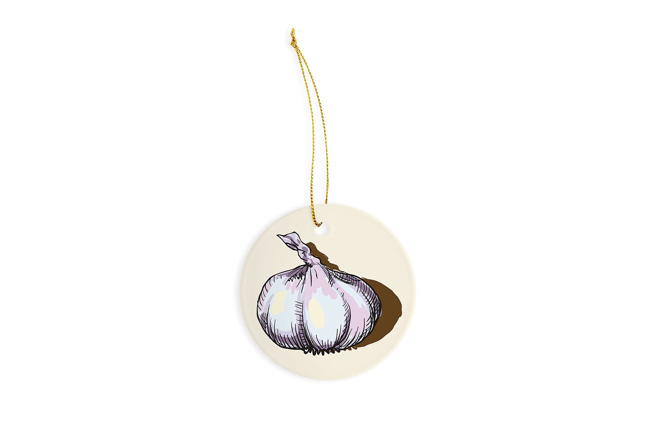 Vector Garlic Ceramic Ornament - 3 Inch Christmas Tree Decoration - Handmade Holiday Decor for Kitchen, Home & Gifts - Perfect for Christmas Tree, Mantel & Festive Decorating