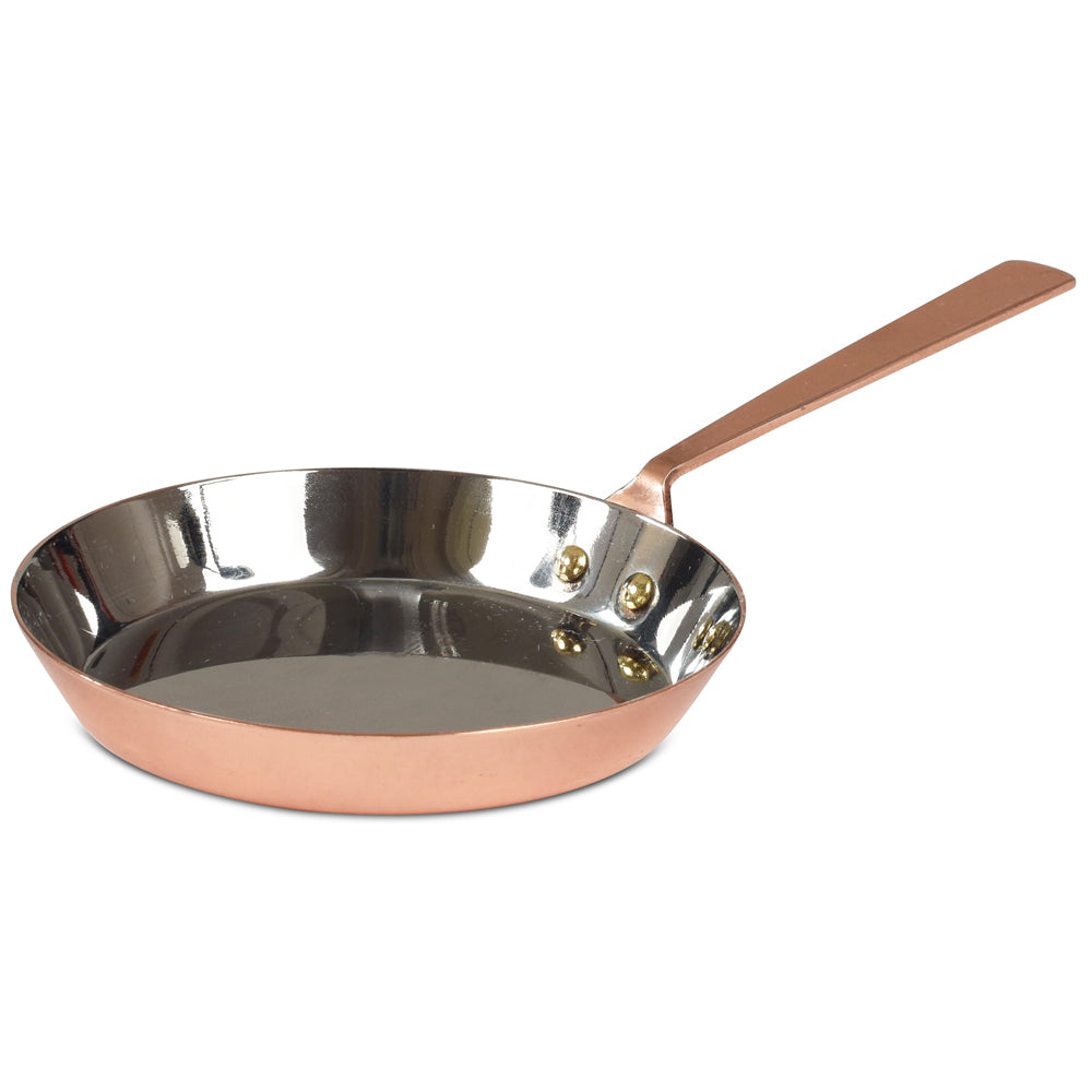 Mini Fry Pan 3.75 Inch Non-Stick Copper Coated Skillet - Perfect for Eggs, Pancakes & Single Serving Meals | Small Copper Finish Frying Pan for Kitchen, Camping & RV Cooking
