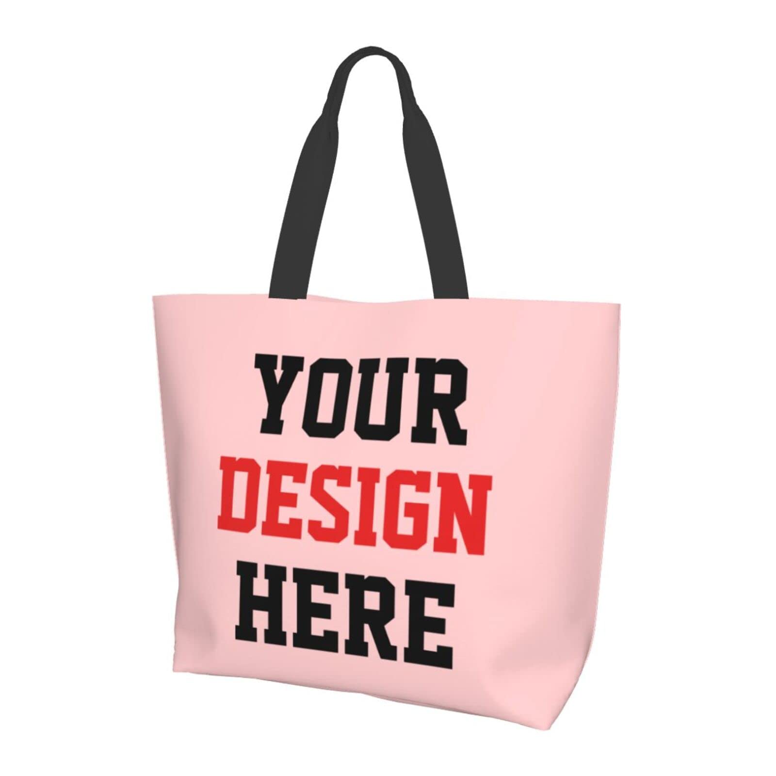 Custom Printed Tote Bags with Logo - Personalized Team Text & Picture Shoulder Bag for Women - Travel, Business, Shopping & Teacher Gifts - Eco-Friendly Reusable Grocery Bag