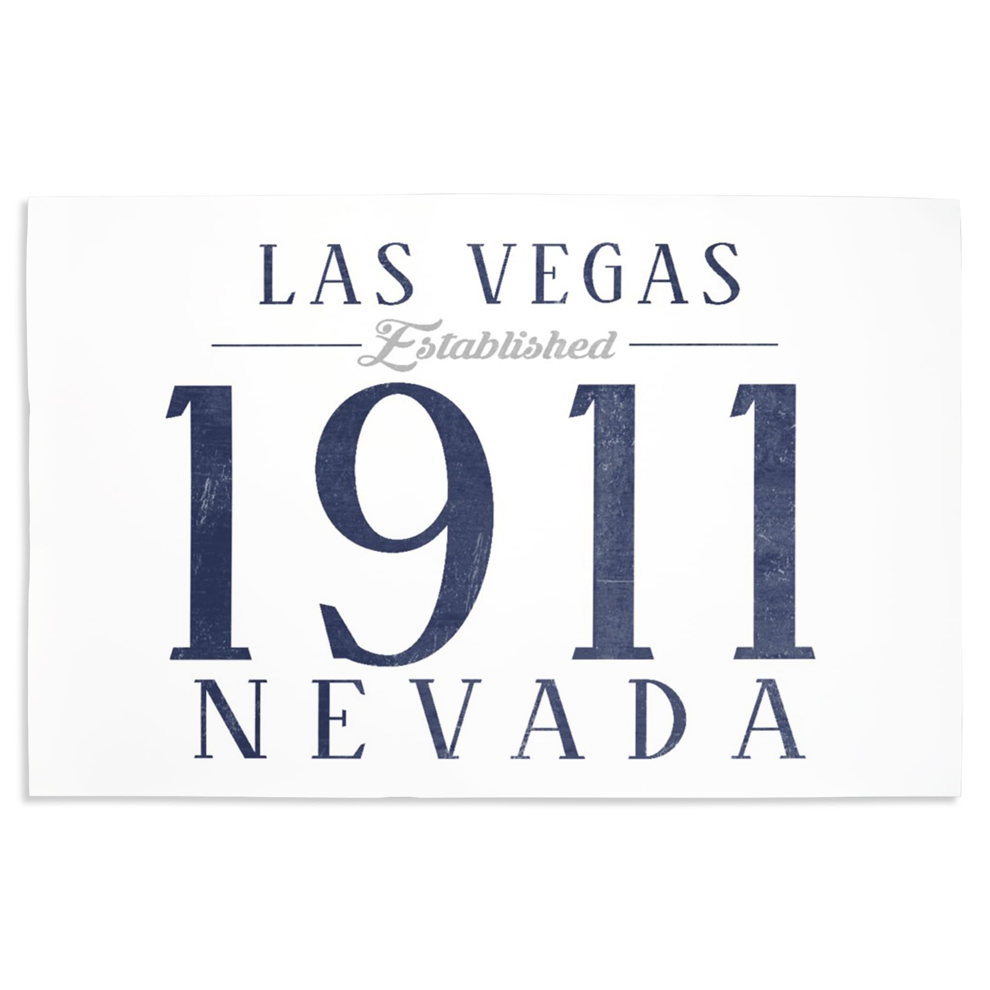 Lantern Press 16x24 Inch Premium Giclee Art Print - Vintage Las Vegas Nevada Cityscape with Established Date in Blue - Perfect for Home Decor, Office Wall Art & Gift Ideas