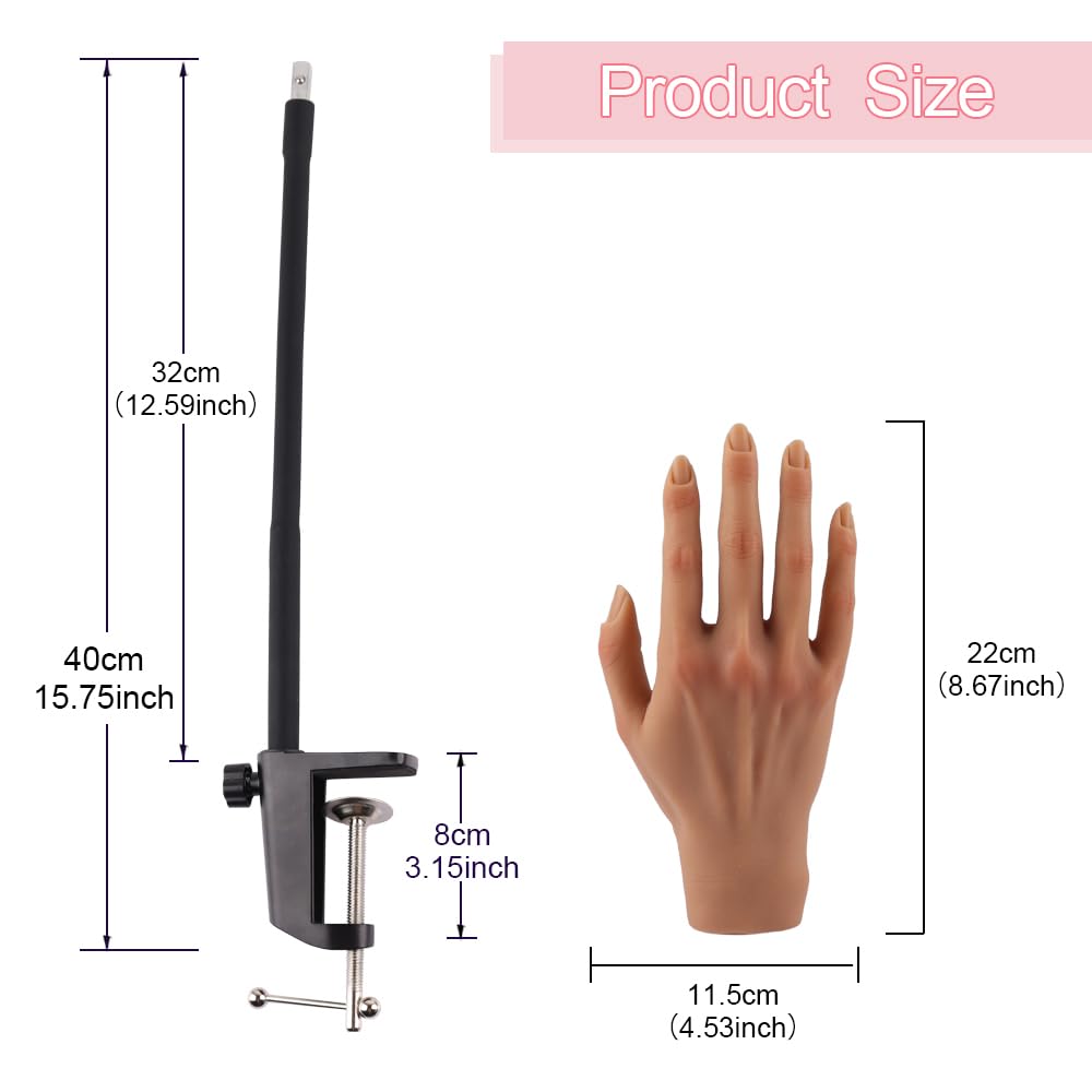 Professional Silicone Practice Hand for Acrylic Nails - Adjustable Mannequin Hand for Nail Art Training, Perfect for DIY Beginners & Salon Artists - Ideal for Home Practice, Nail School & Professional Development