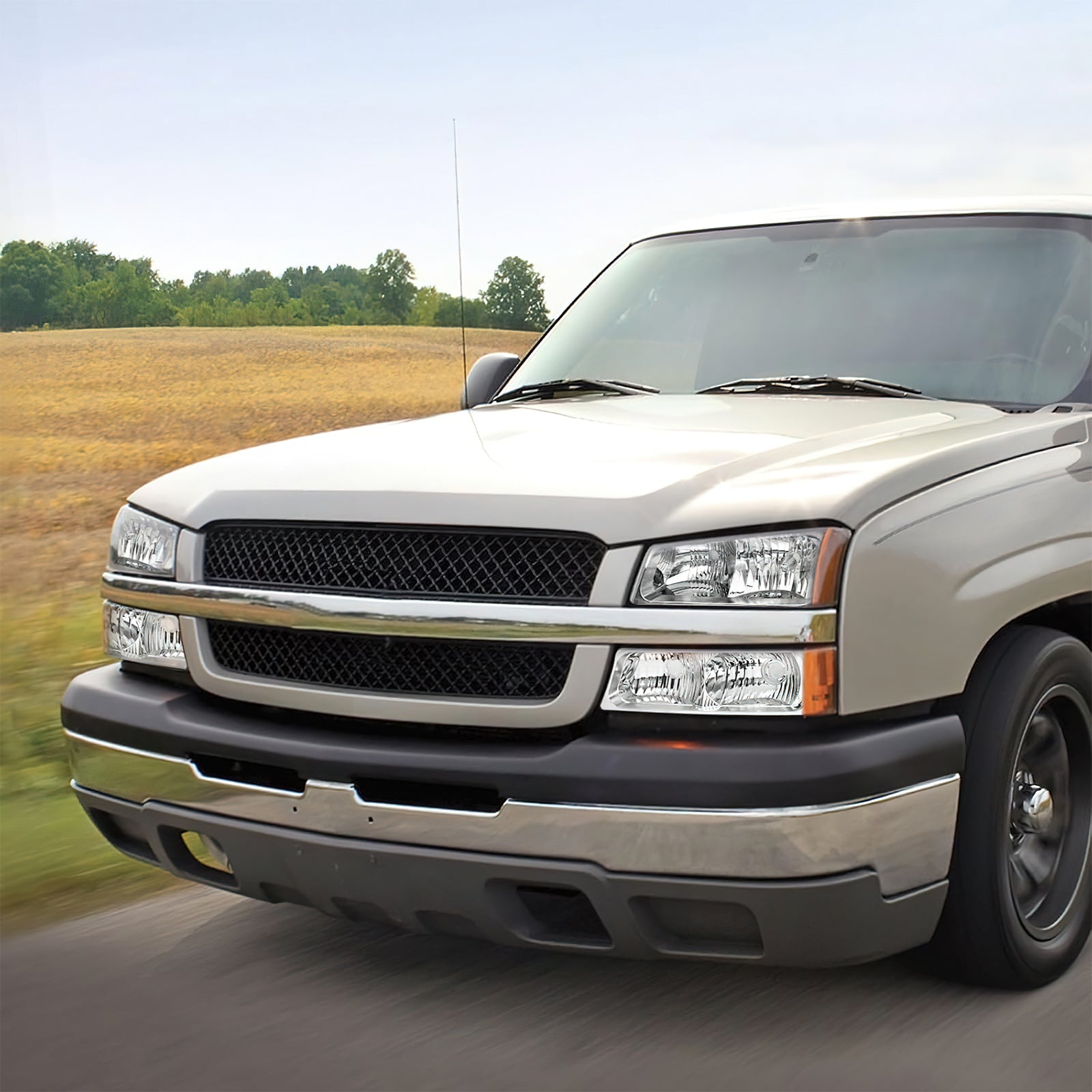 LOYO Replacement Headlight Assembly for 2003-2006 Chevy Silverado Avalanche 1500/1500HD/2500/2500HD/3500 - Compatible with Chevrolet Pickup Truck - Durable Headlamp Housing & Bumper Lamp Set - Perfect for Night Driving & Off-Road Adventures