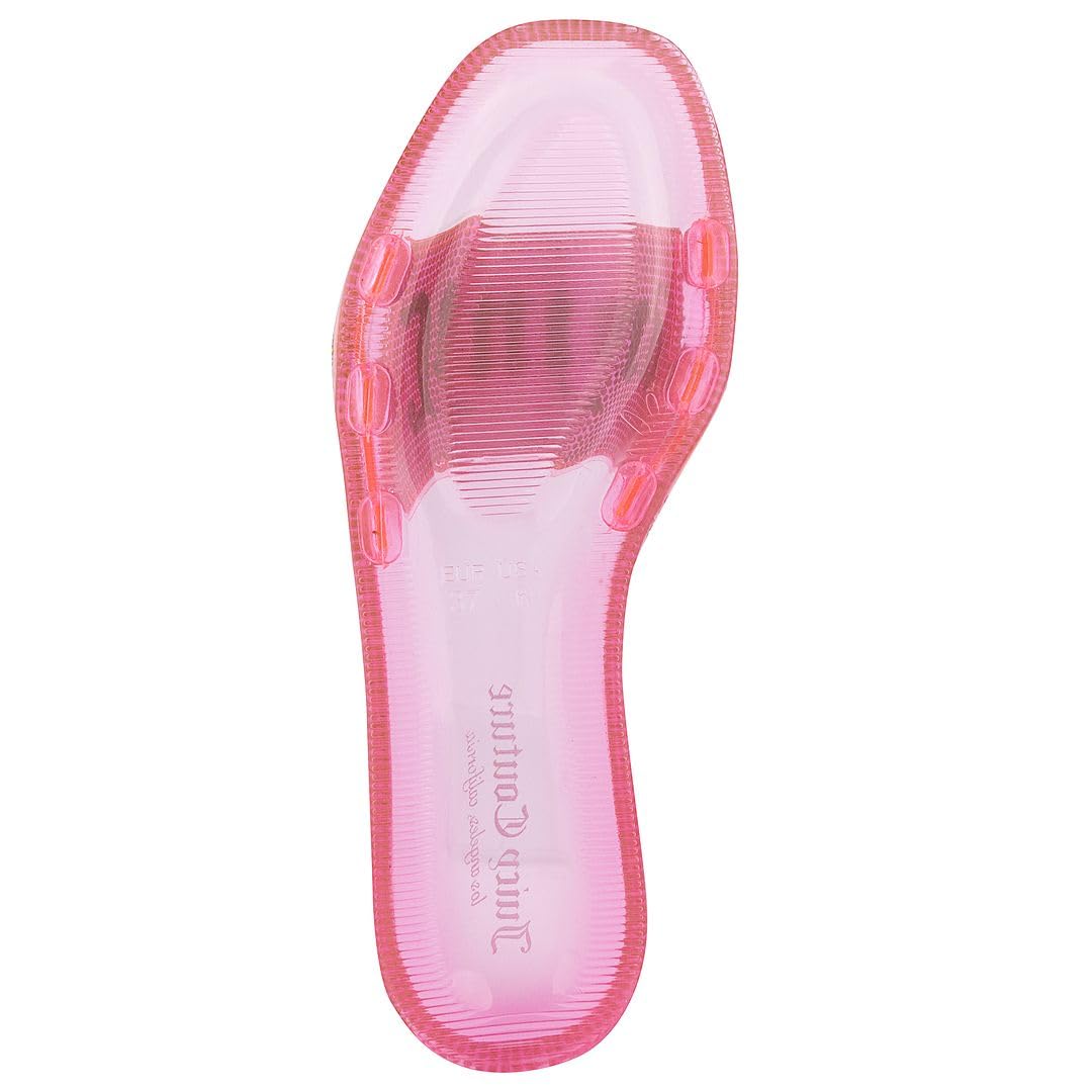 JUICY COUTURE Women's Bejeweled Flat Slide Sandals - Elegant Beach & Pool Style - Perfect for Summer Outings, Vacations, and Casual Wear