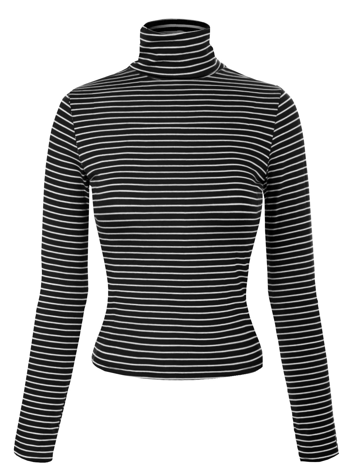 MixMatchy Women's Striped Turtleneck Crop Sweater - Long Sleeve Casual Knit Top for Fall & Winter | Perfect for Layering, Office Wear & Coffee Dates