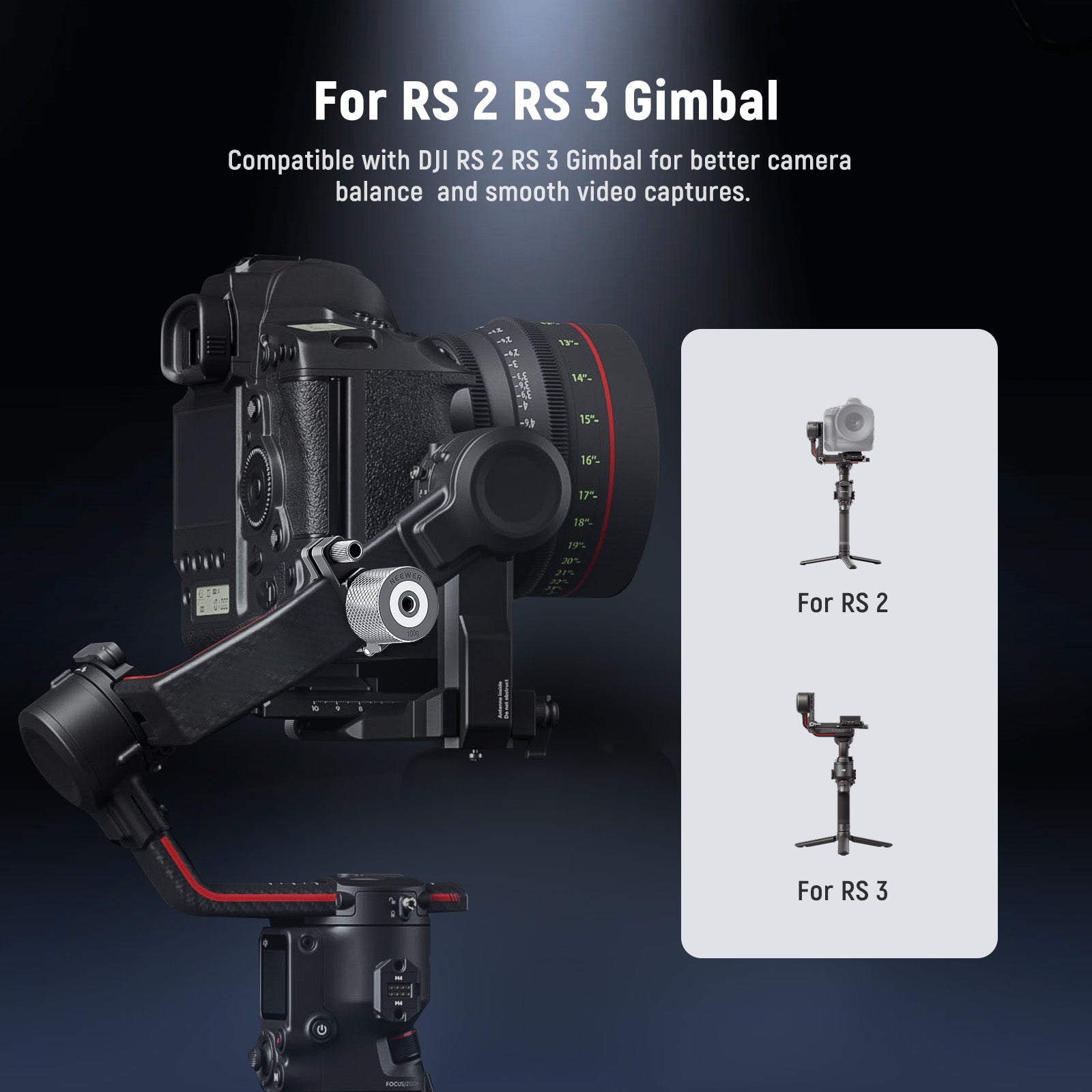 NEEWER GA008 Side Arm 100g Counterweight Clamp for DJI RS 2 Stabilizer - Perfect for Smooth Gimbal Balancing in Videography & Film Production