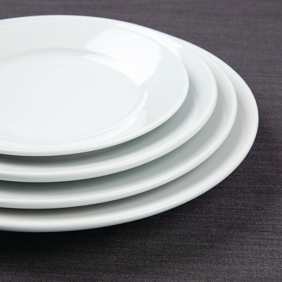 Athena Hotelware CC208 9-Inch Wide Rimmed Dinner Plates - Set of 12, Premium White Porcelain - Perfect for Restaurants, Catering & Home Dining