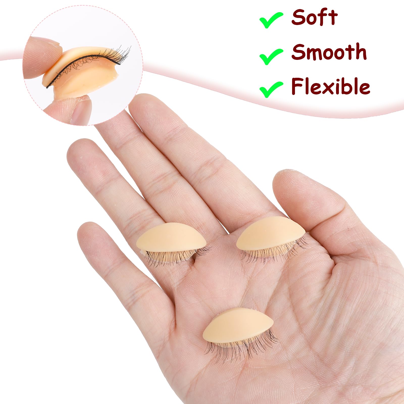 Professional Eyelash Extension Practice Eyelids - 6 Pairs Replaceable Mannequin Eyelids for Lash Training, Perfect for Beginners & Professionals - Salon & Home Use