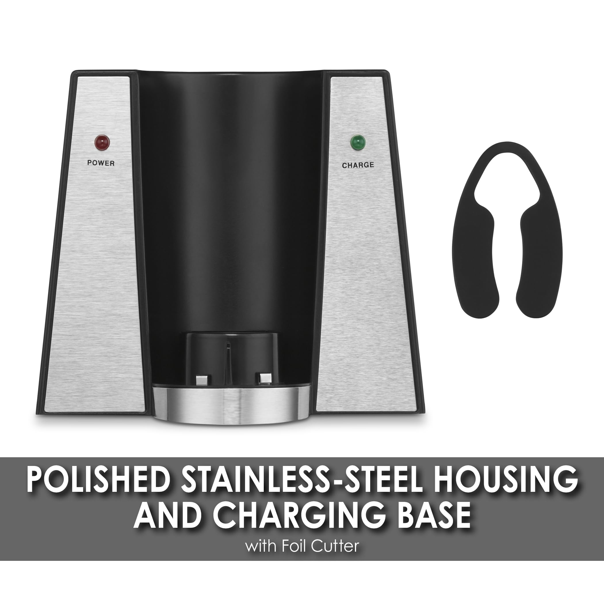Waring Commercial WWO120 Portable Electric Wine Bottle Opener with Recharging Station - Silver | Cordless Automatic Corkscrew for Red & White Wines | Perfect for Restaurants, Bars, Parties & Home Use