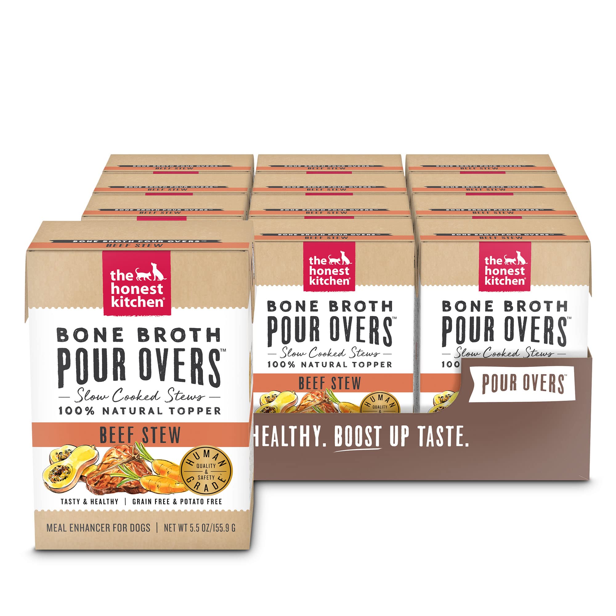 The Honest Kitchen Bone Broth Pour Overs for Dogs - Slow Cooked, Grain-Free Dog Food Topper & Meal Enhancer | Perfect for Picky Eaters, Senior Dogs & Digestive Health Support