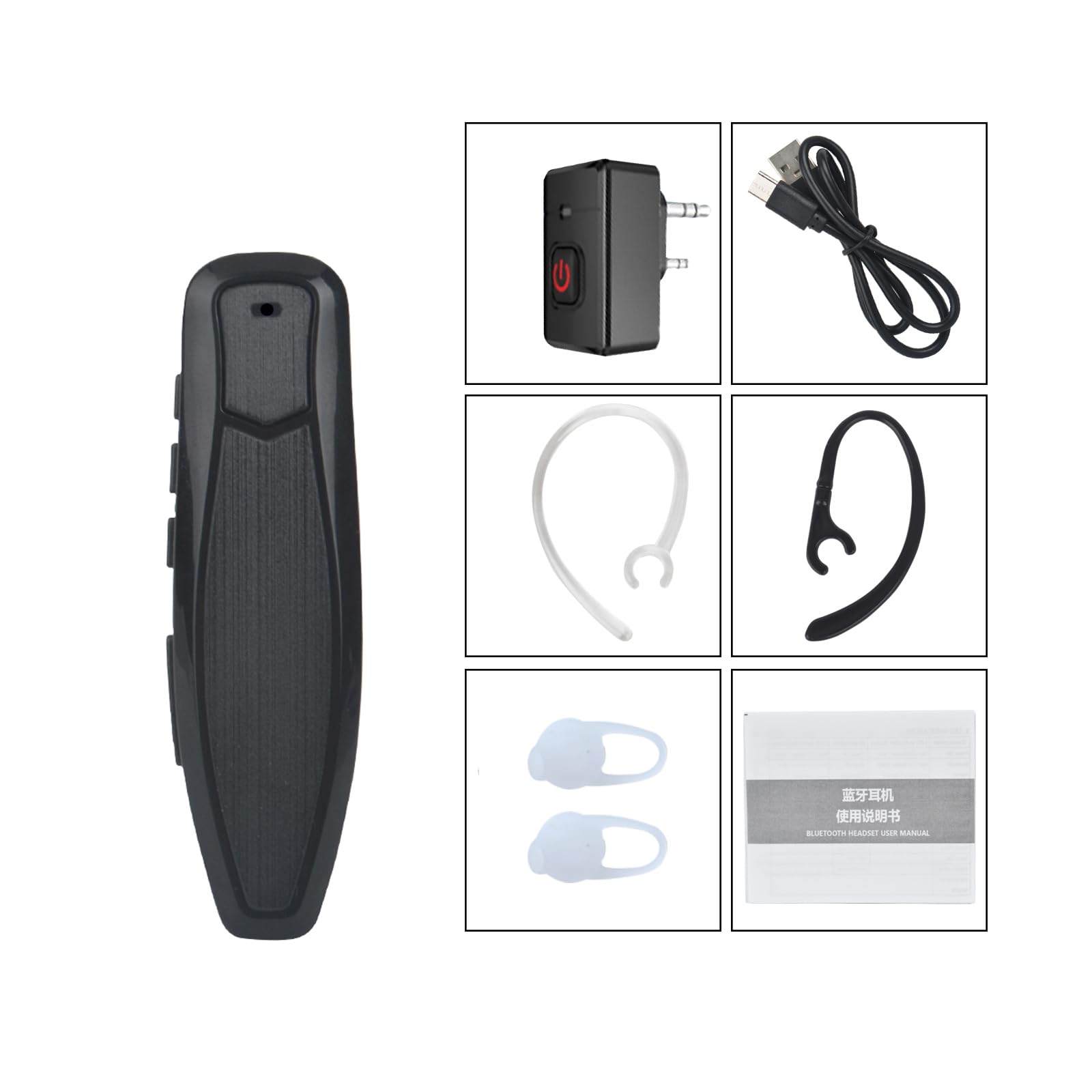 Bluetooth Walkie Talkie Headset with Noise Cancelling Mic - Compatible with BaoFeng, Kenwood, Btech Radios (UV-K5, UV-5R, BF-F8HB) - Hands-Free Communication for Security, Construction & Outdoor Activities (Updated Version)