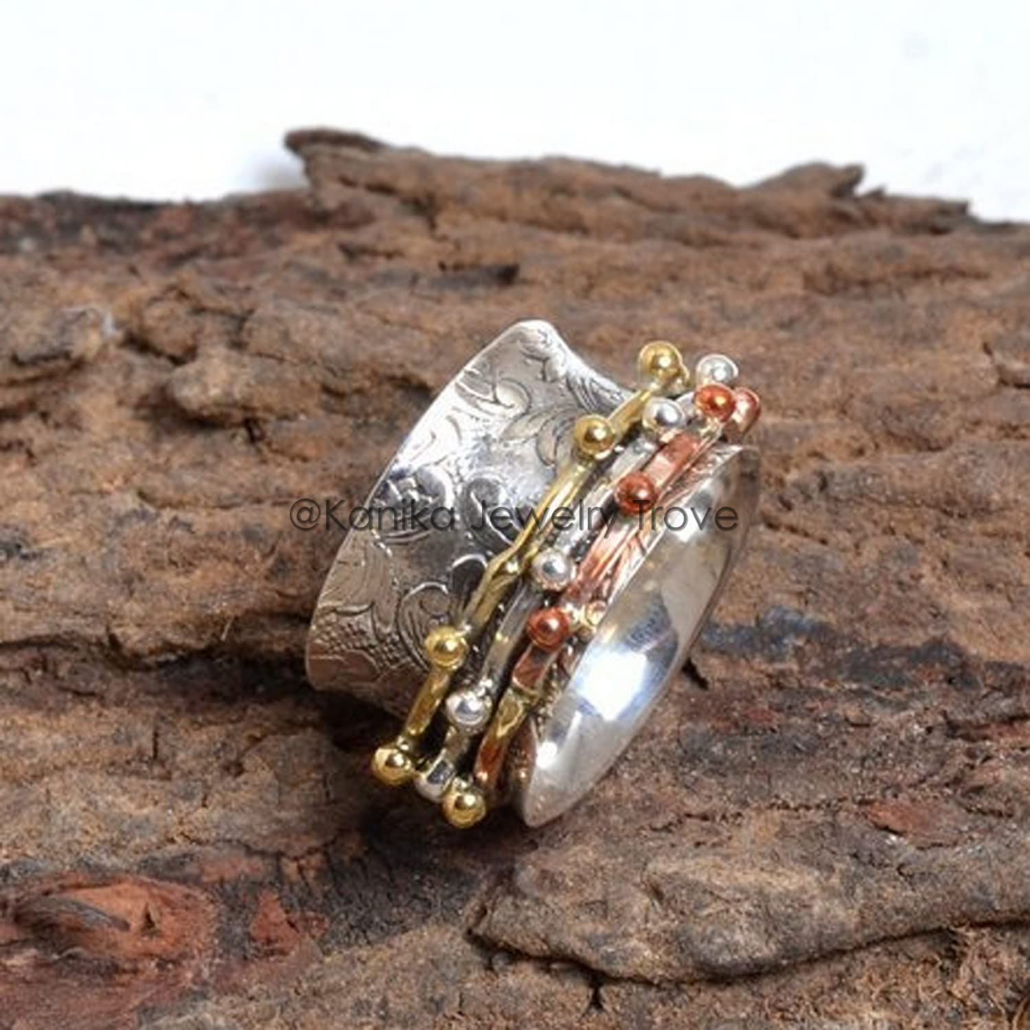 925 Sterling Silver Spinner Band Rings for Women - Anxiety Relief & Meditation Fidget Ring - Size 9 - Perfect Gift for Mother's Day, Stress Relief & Focus Enhancement
