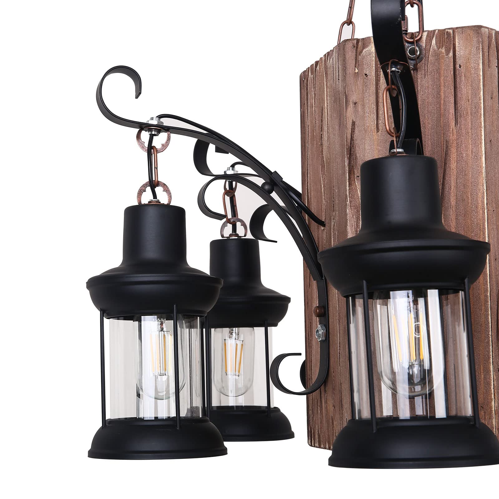 TFCFL 6-Lights Industrial Rustic Wooden Chandelier - Farmhouse Metal Pendant Light with E26 Base - 23