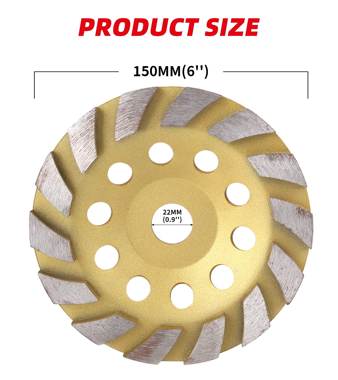 BAIWEN 6 Inch Diamond Cup Grinding Wheel for Concrete, Granite & Masonry - Heavy Duty Angle Grinder Disc for Professional Construction, Renovation & DIY Projects