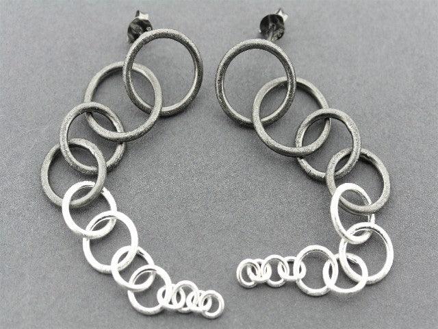 Circular Chain Reaction Earrings for Women - Silver & Oxidized Style - Perfect for Parties, Weddings, and Everyday Fashion