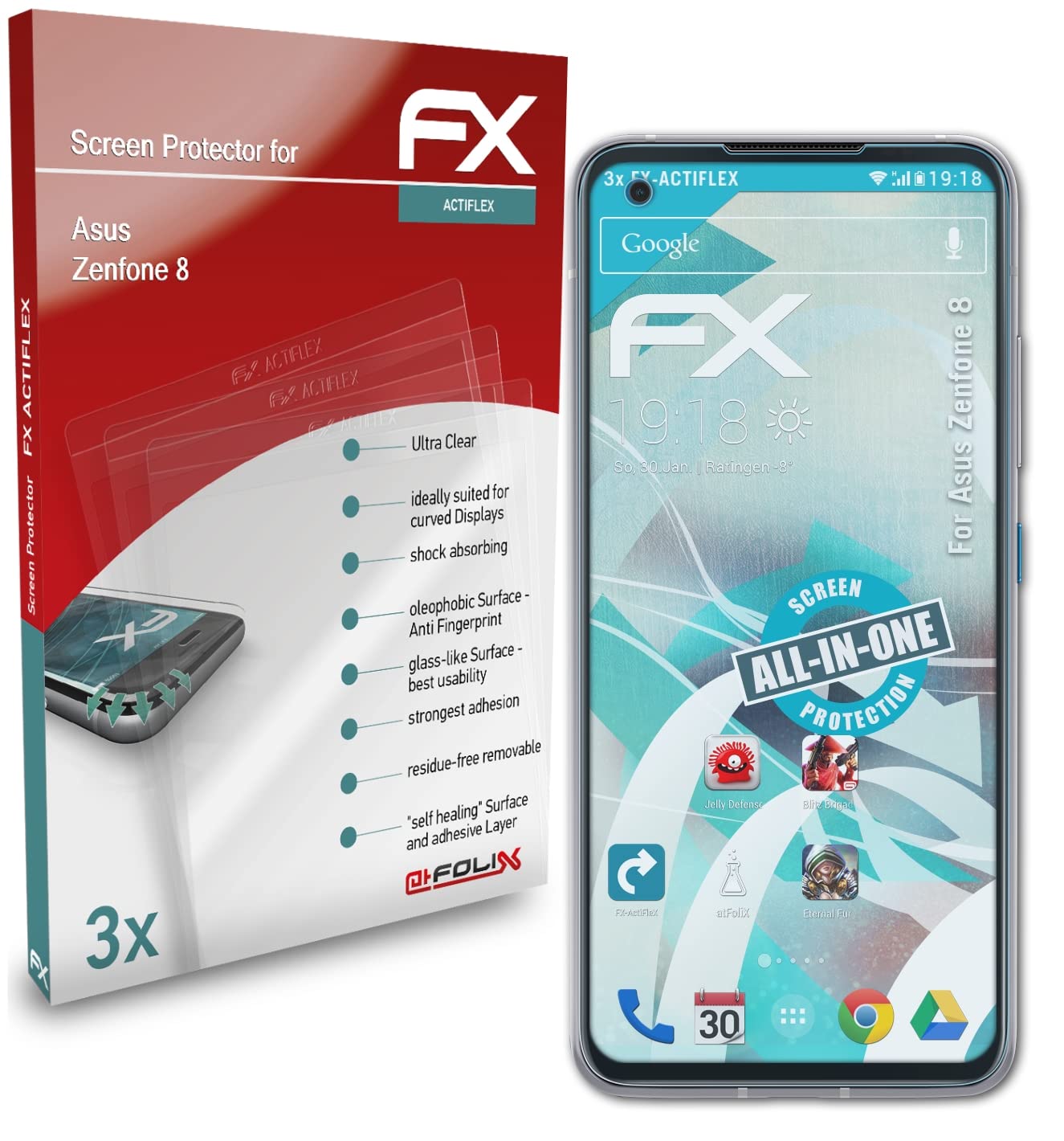 Ultra Clear Flexible Screen Protector for Asus Zenfone 8 - 3 Pack HD Tempered Glass Film - Scratch Resistant, Bubble Free Installation - Perfect for Gaming, Work & Daily Use