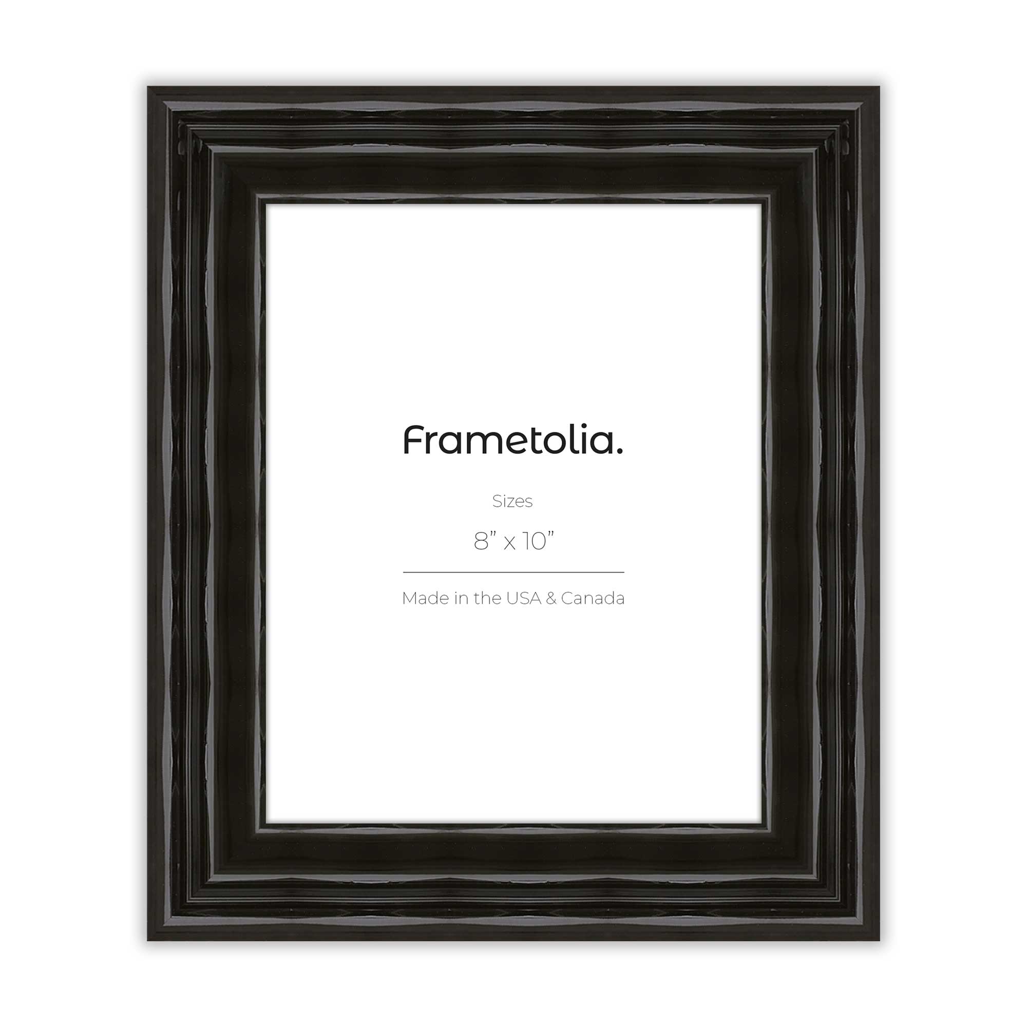 Black Glossy Electric Wide Wall Frame - Modern Home & Office Decor for Living Room, Bedroom, or Hallway