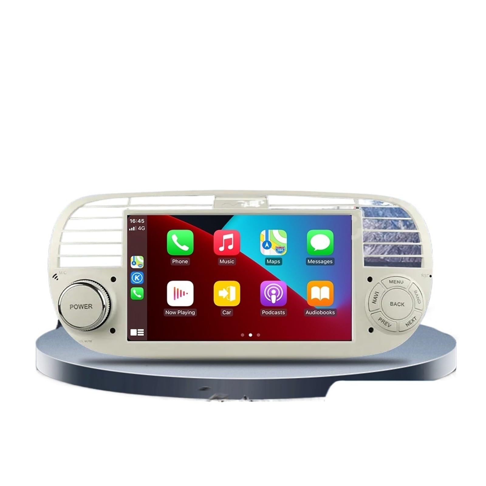 7 Inch Android Auto Car Stereo for Fiat 500 2007-2015 | Android 13 | Apple CarPlay | GPS Navigation | Multimedia Player | 4G LTE & WiFi | 64GB Storage (White) - Perfect for Hands-Free Calling, Music Streaming & Safe Driving