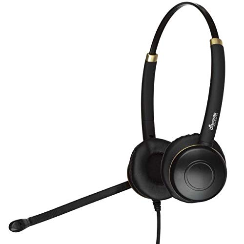 D712 Dual Speaker Wired Office Headset - Compatible with Avaya, Polycom, Cisco, Shoretel, Yealink, Mitel Desk Phones - Noise Cancelling Microphone for Clear Calls - Perfect for Remote Work, Call Centers & Office Communications