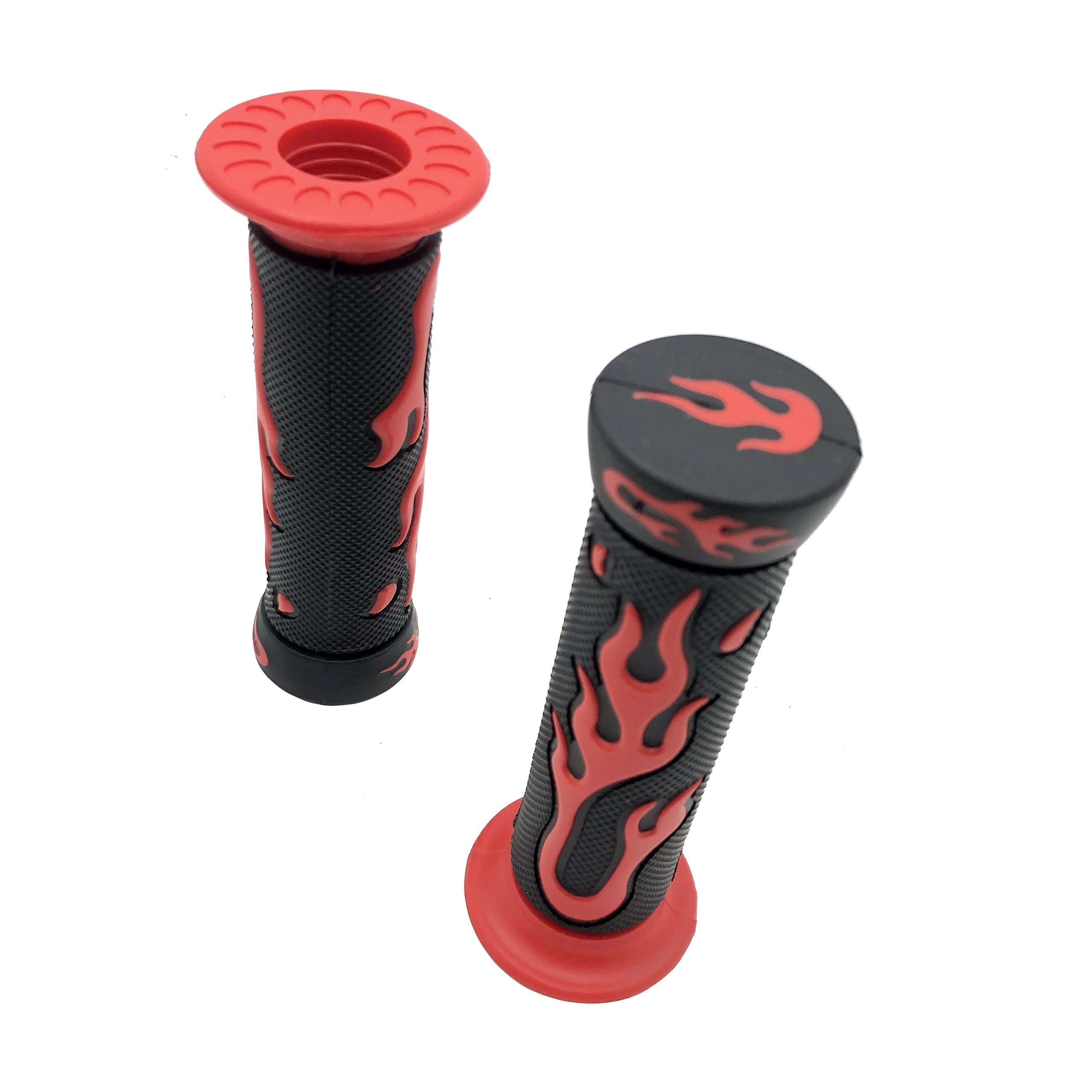 HTTMT XH4067-RED-22 ATV Watercraft Flame Gel Style Grips - Red Quad Handlebar Grips (7/8 Inch Both Sides) for Off-Road Motorcycles, Dirt Bikes & ATVs - Comfortable Non-Slip Control