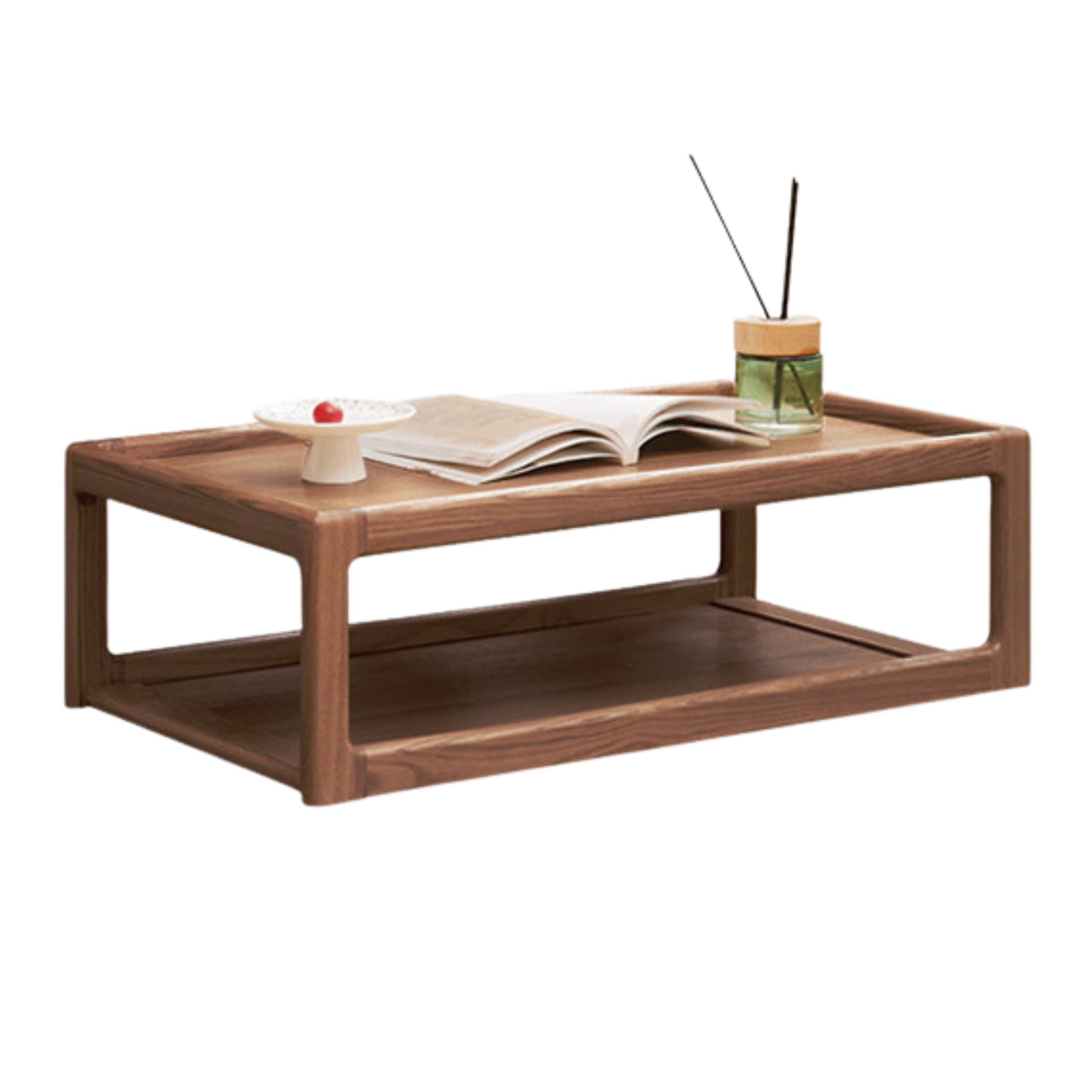 Premium Black Walnut, Ash & Oak Solid Wood Japanese Tatami Tea Table - Traditional Zen Style Low Table for Tea Ceremony, Meditation & Living Room Decor